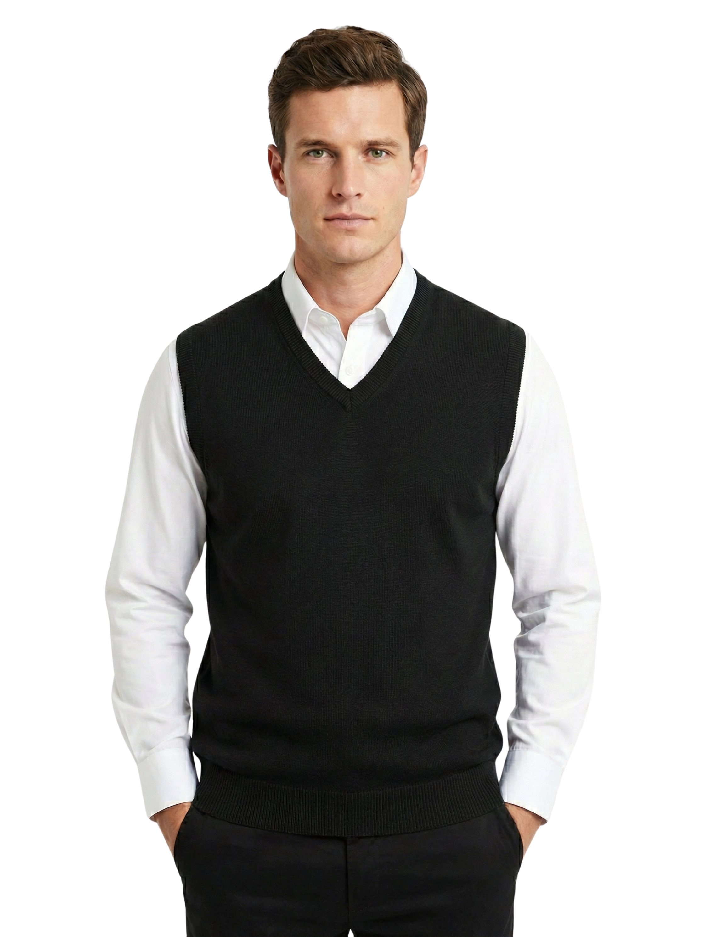 Damat Black Sleeveless V- Neck Pullover