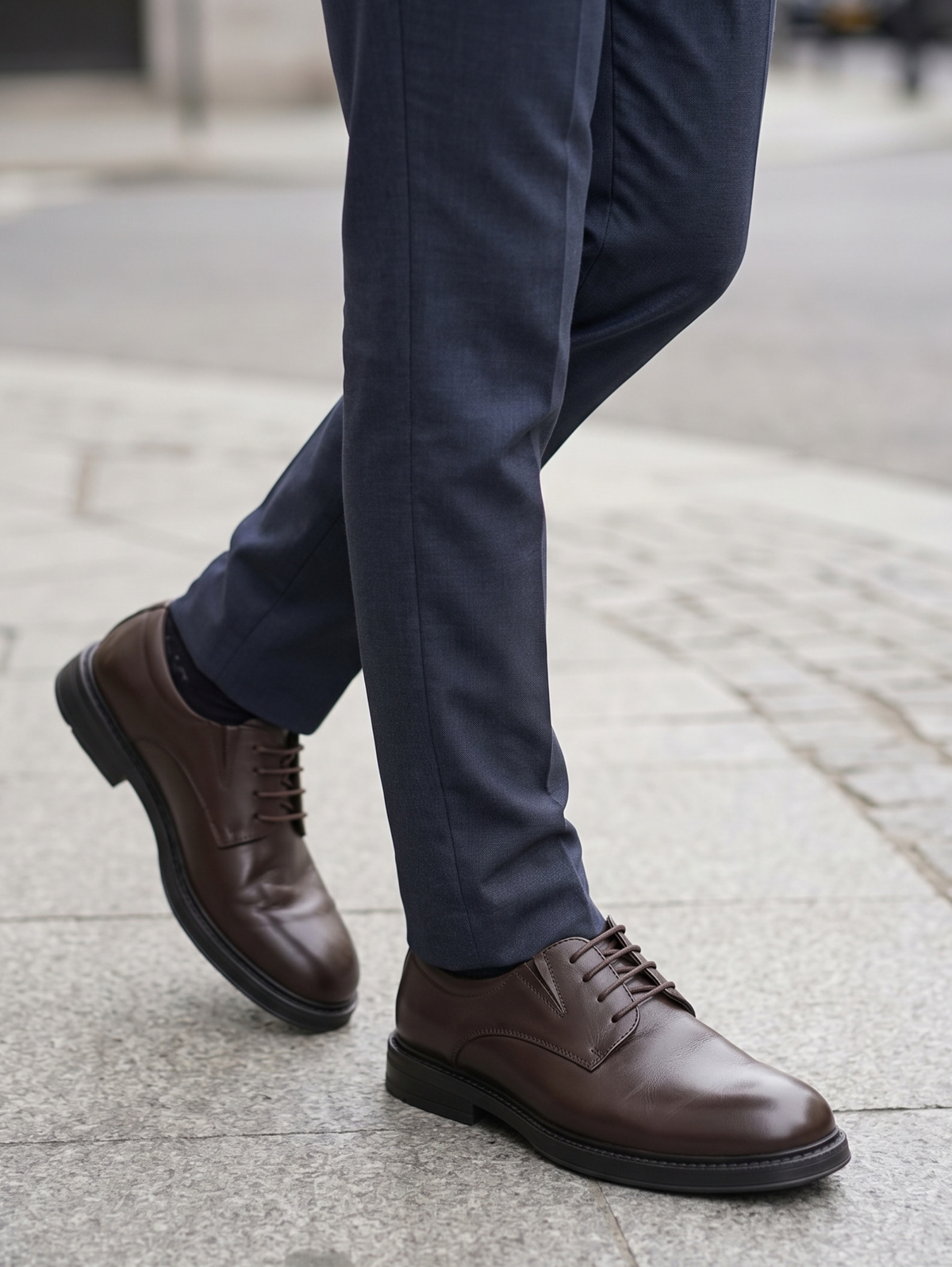 Brown Leather Lace-Up Shoes