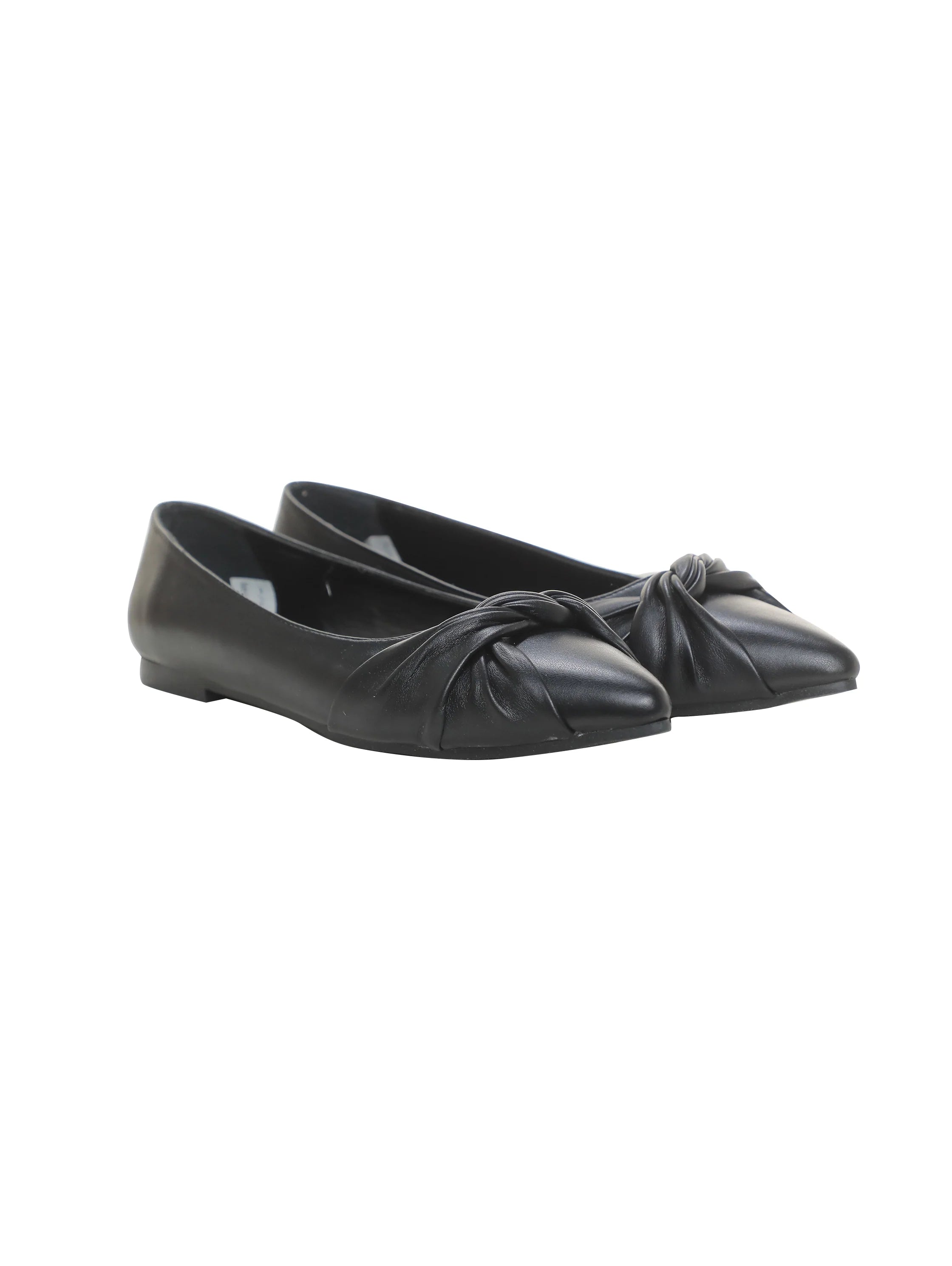 Flat Black Ballerina with Simple Toe Design