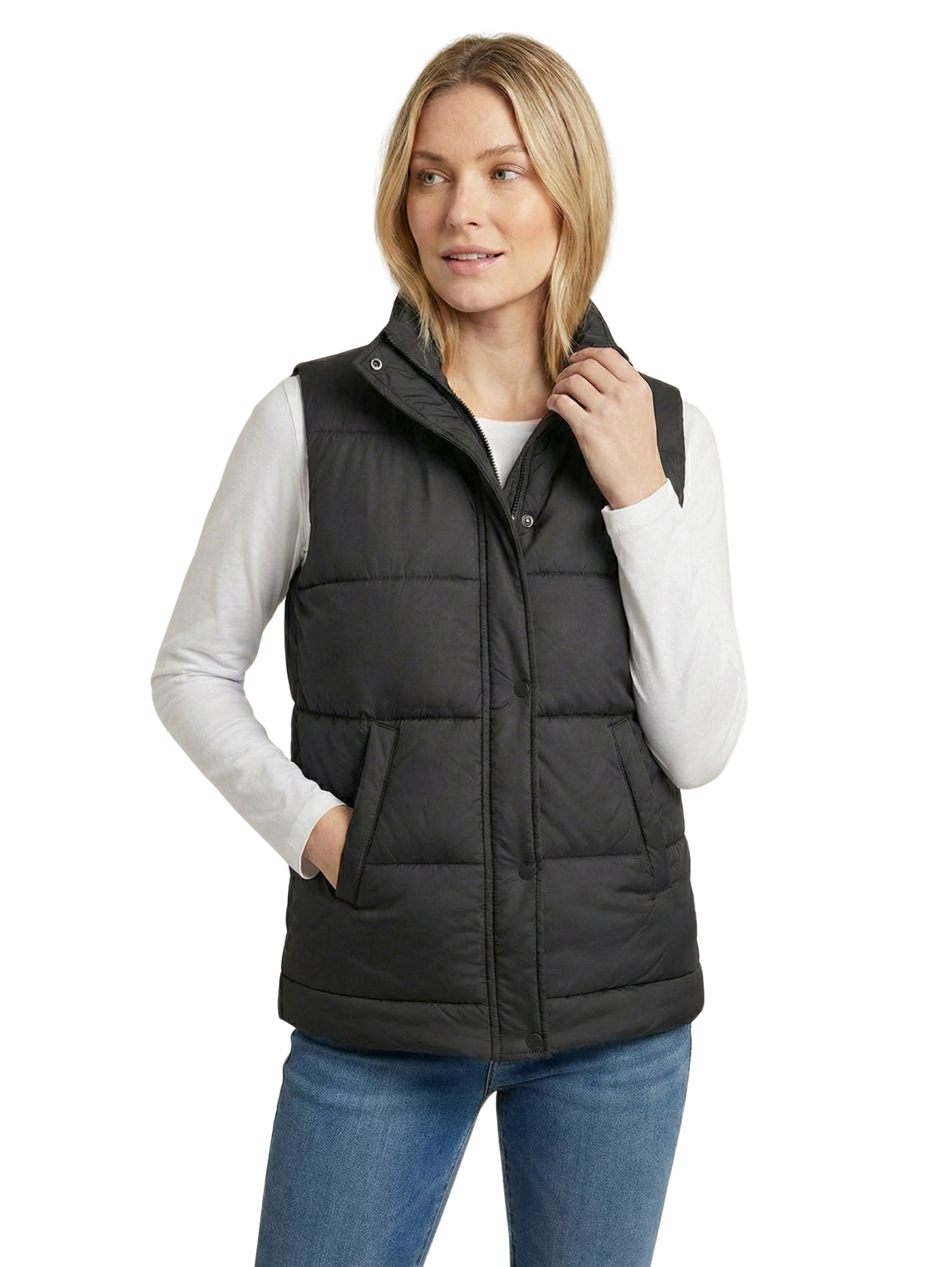 Black Puffer Zippered Vest