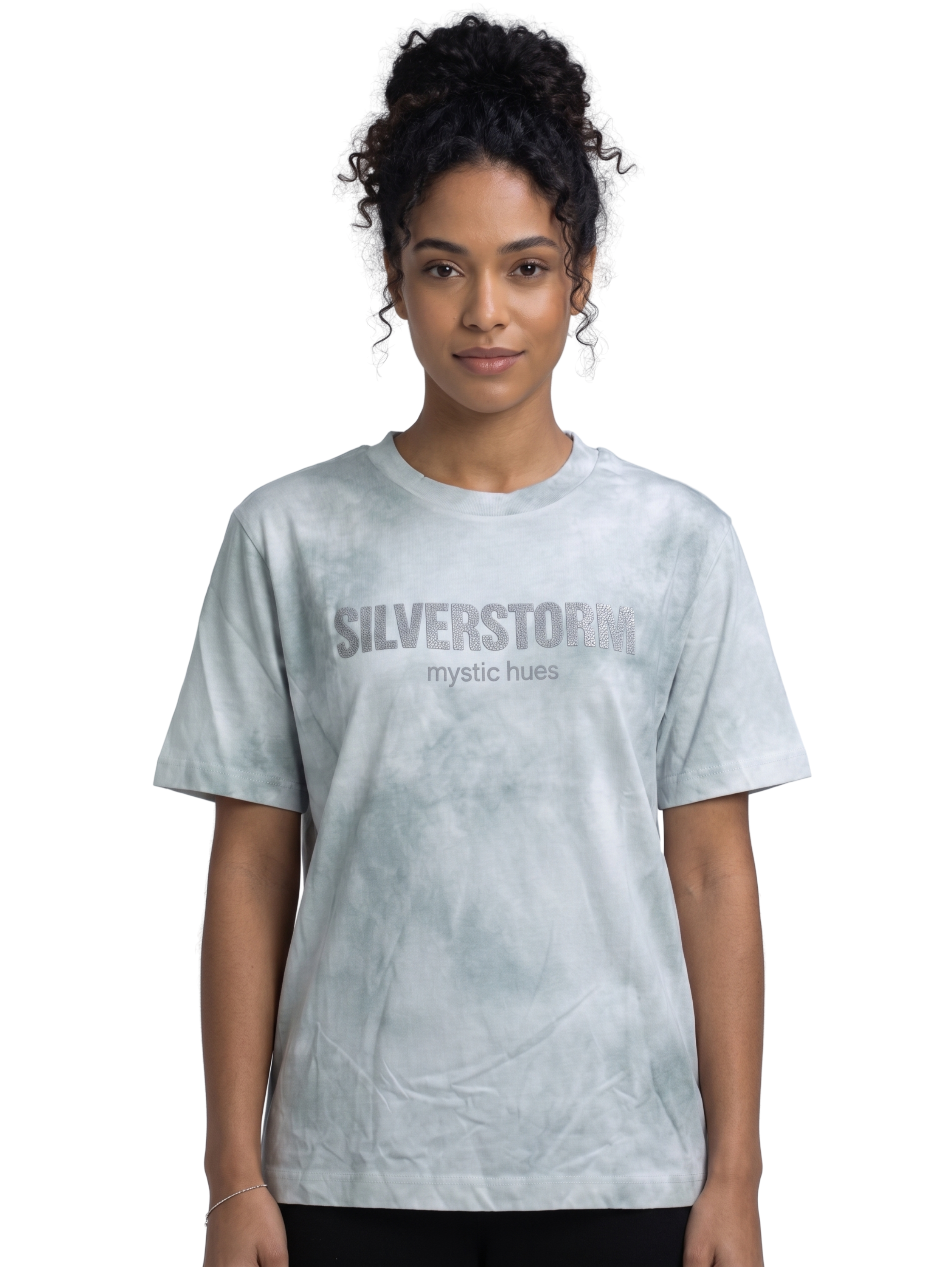 Grey Round Neck T-Shirt With Front Design