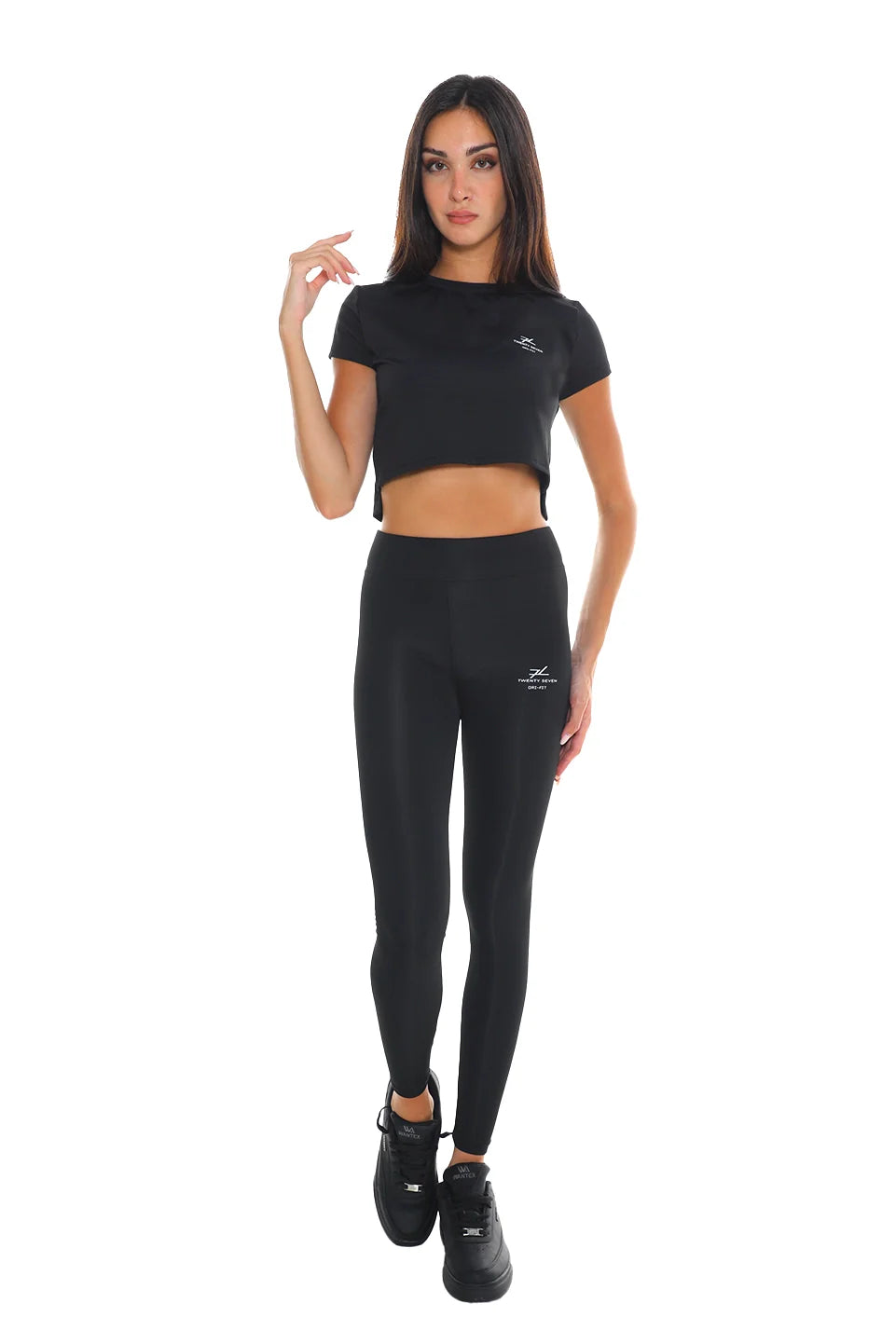 Black Short Sleeved Active Crop Top