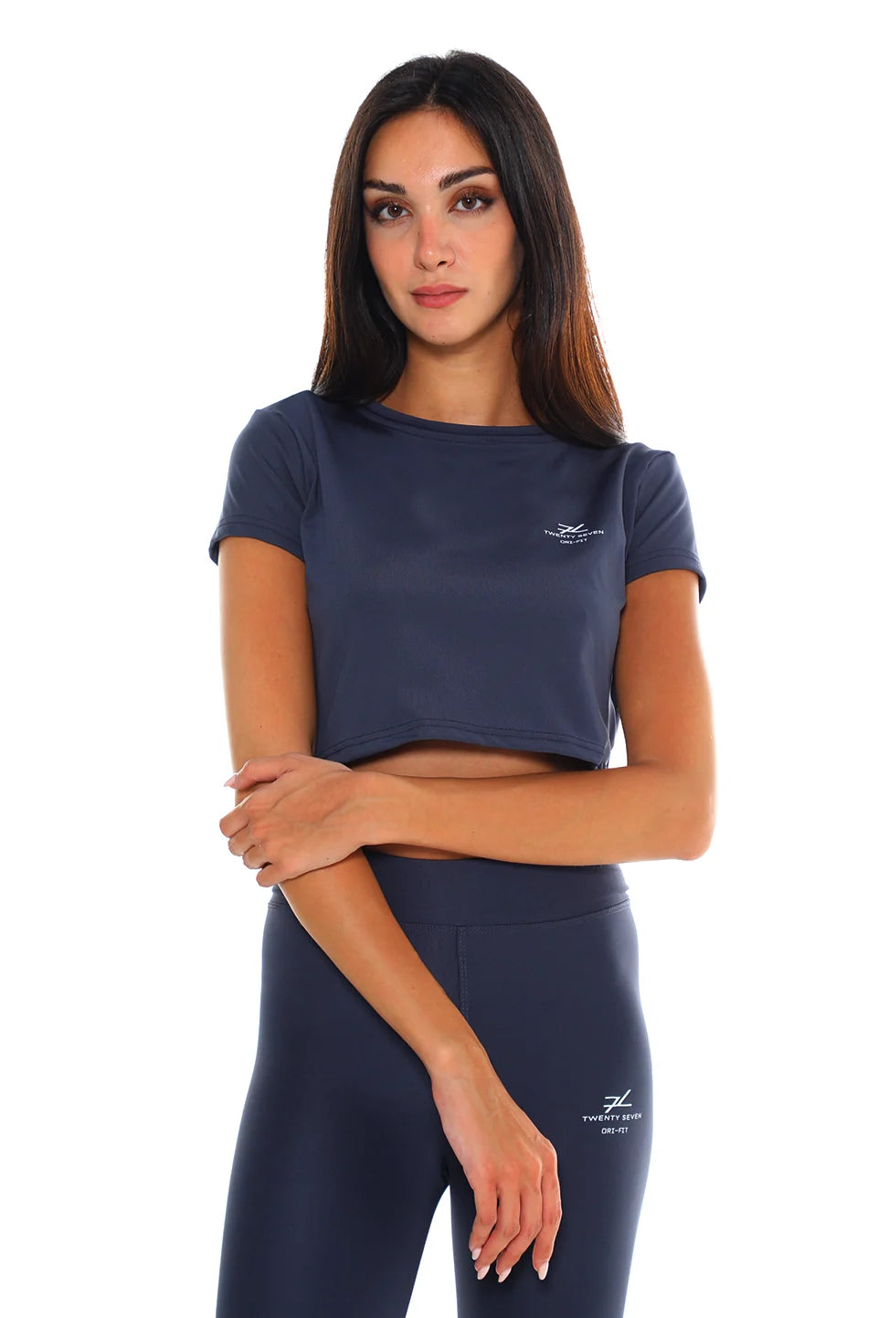 Dark Grey Short Sleeved Active Crop Top