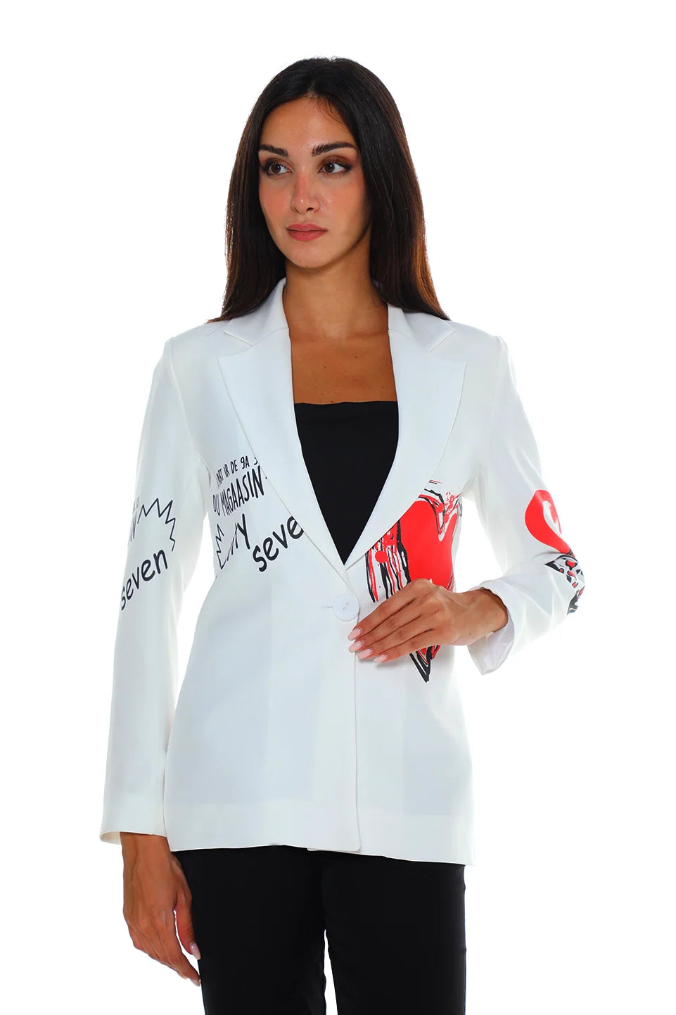 Stylish White Printed Blazer