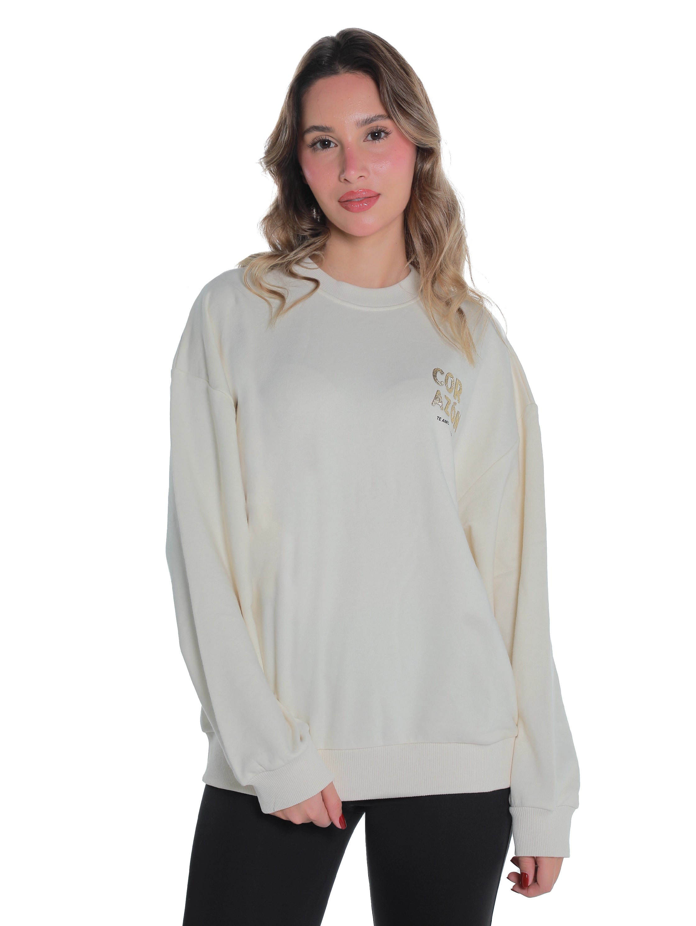 Offwhite Long Sleeved Sweater With Cozy Front Design