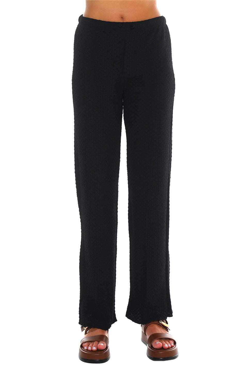 Stylish Embroidery Black Loose Pants