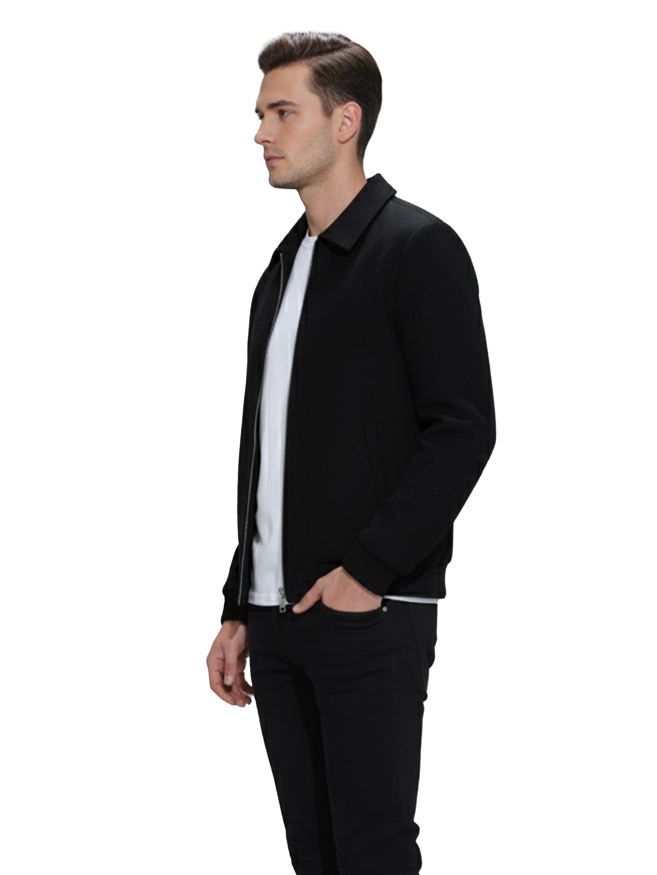 Black Zippered Jacket With Collar