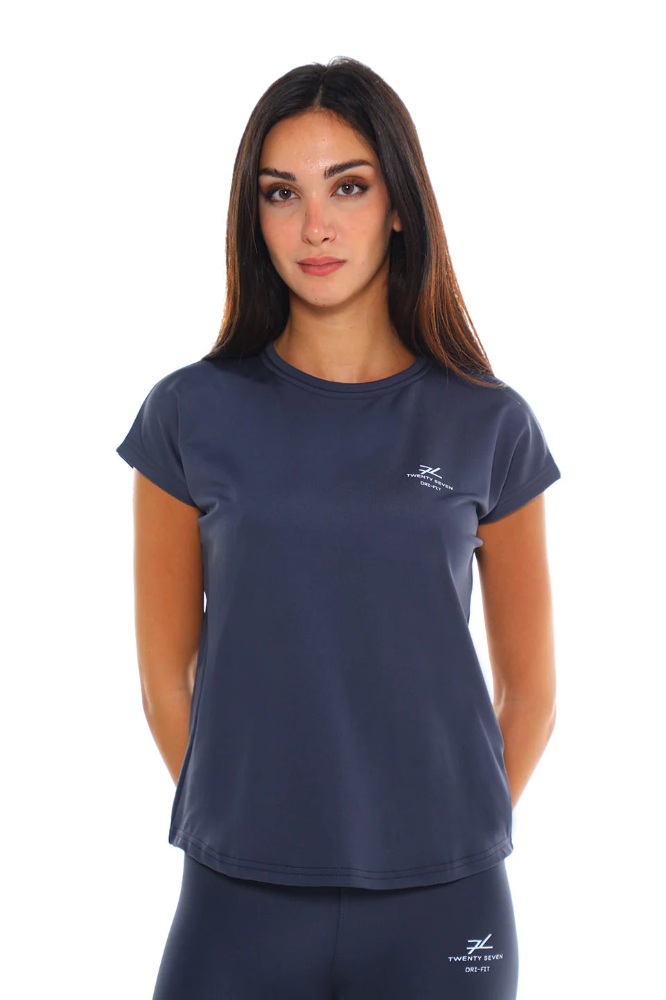 Short Sleeved Dark Grey Active Top With Simple Logo
