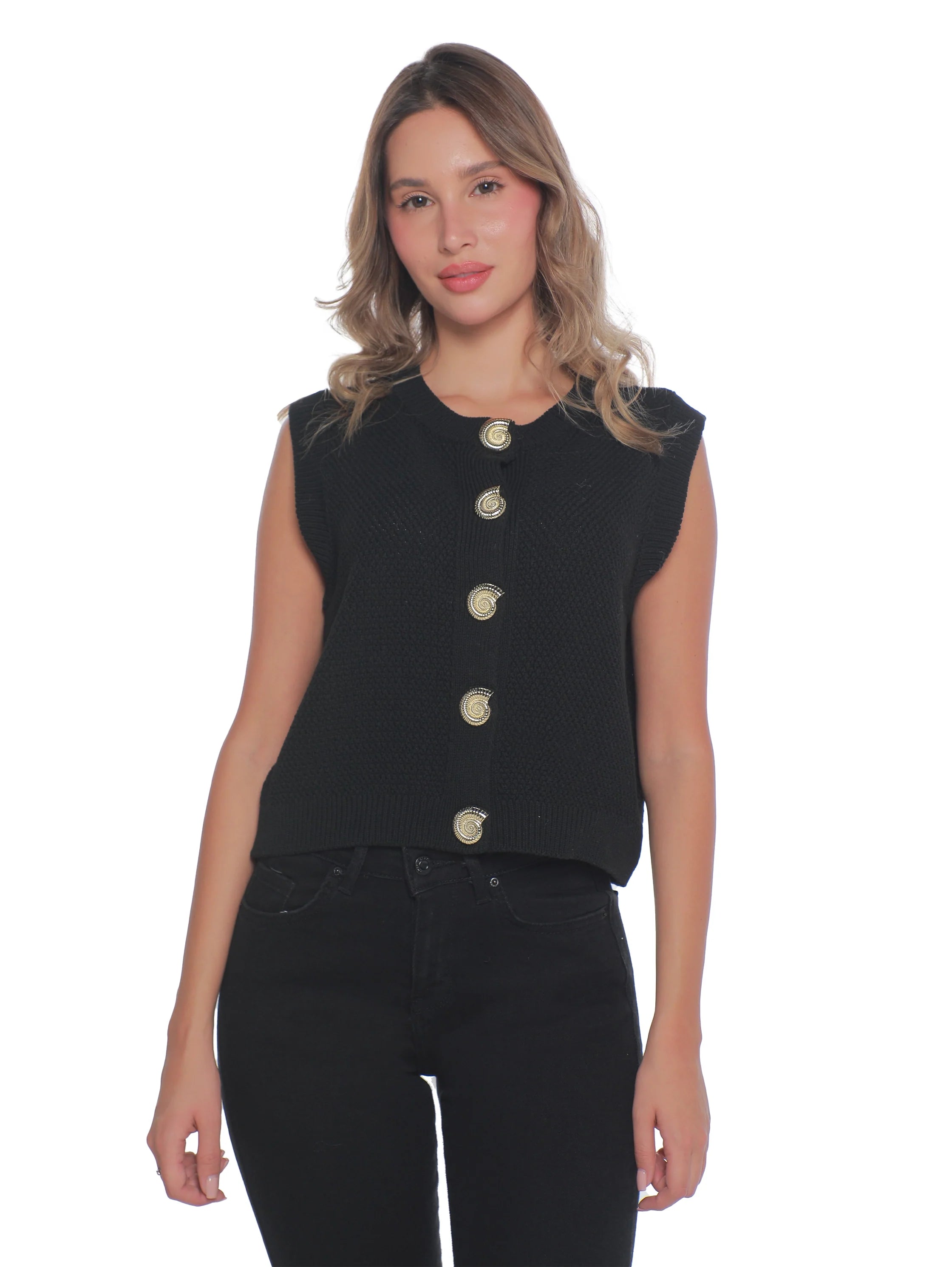 Black Vest With Button To Close