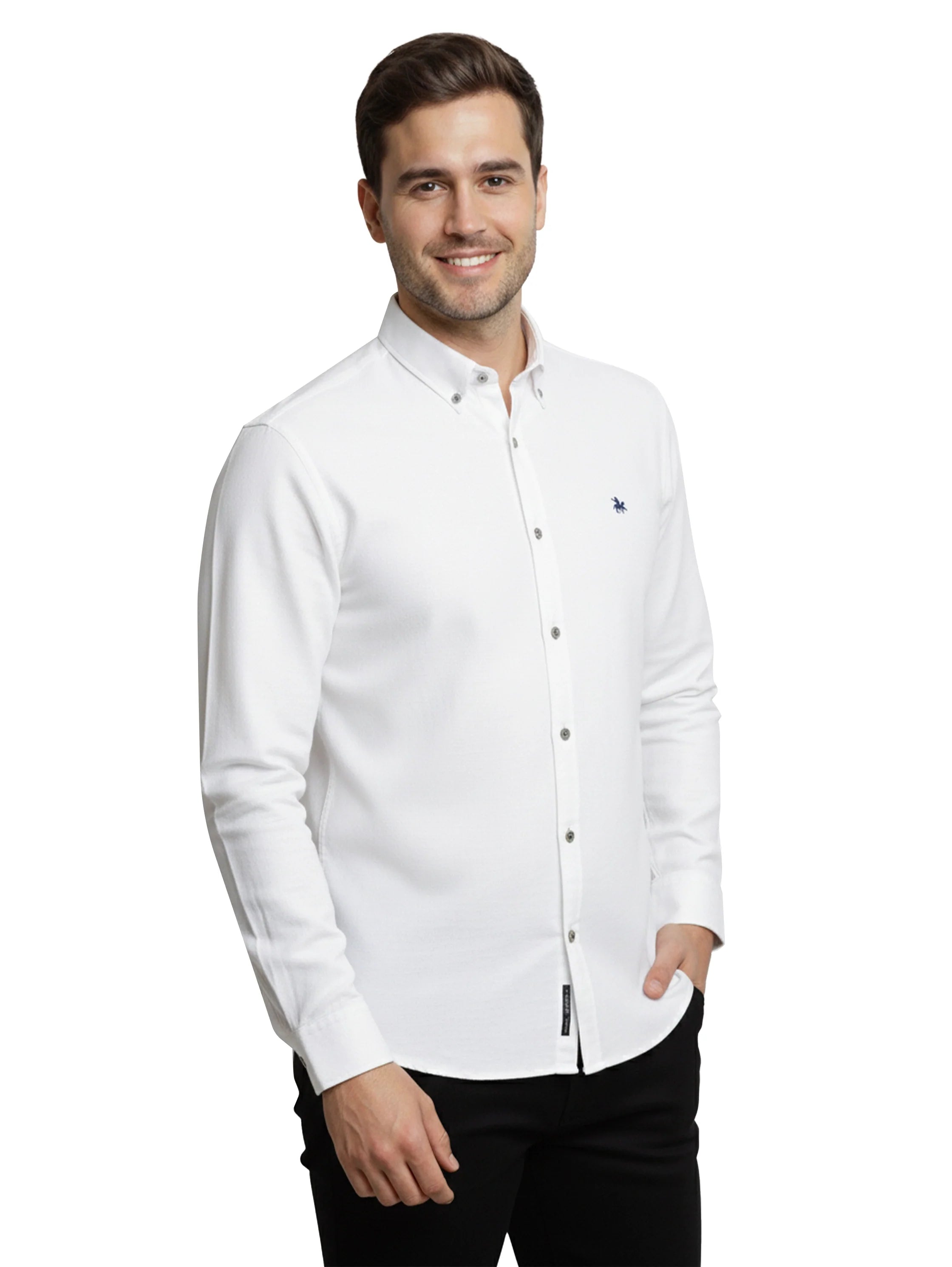 Slim Fit White Shirt With Button To Close