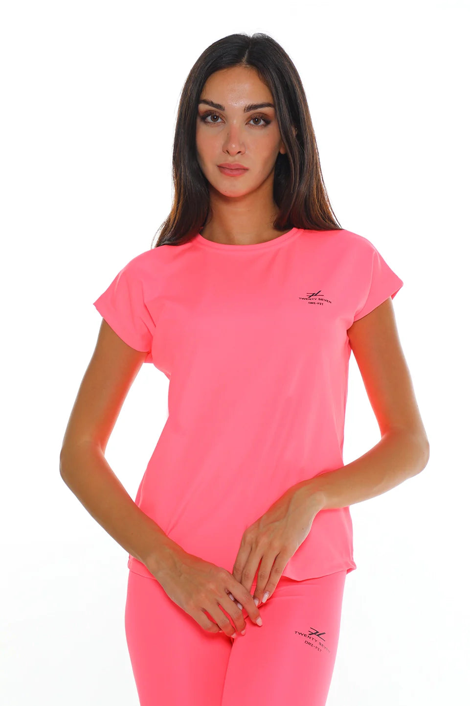 Short Sleeved Pink Active Top With Simple Logo