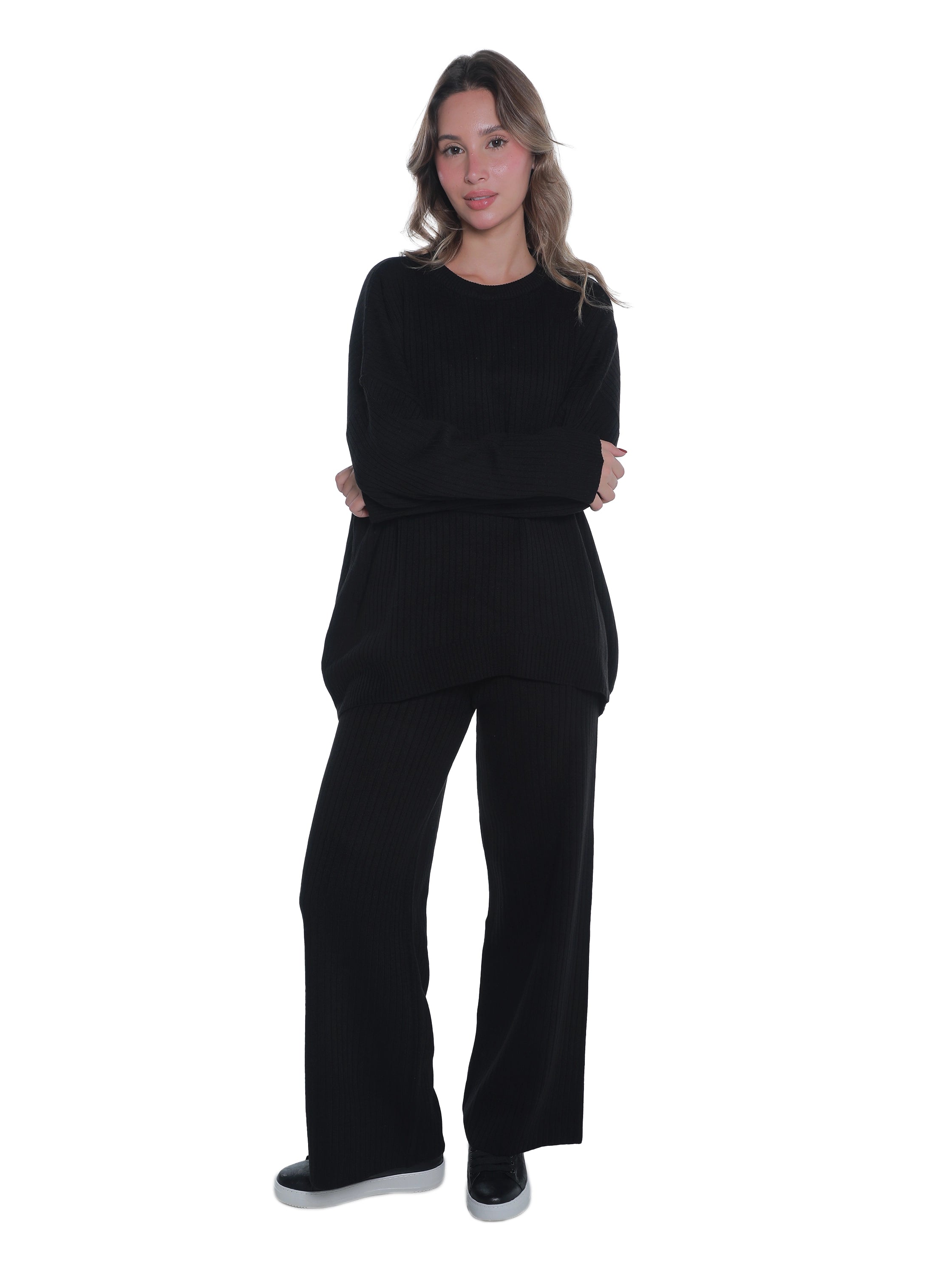 Ribbed Black Pant & Sweater Set