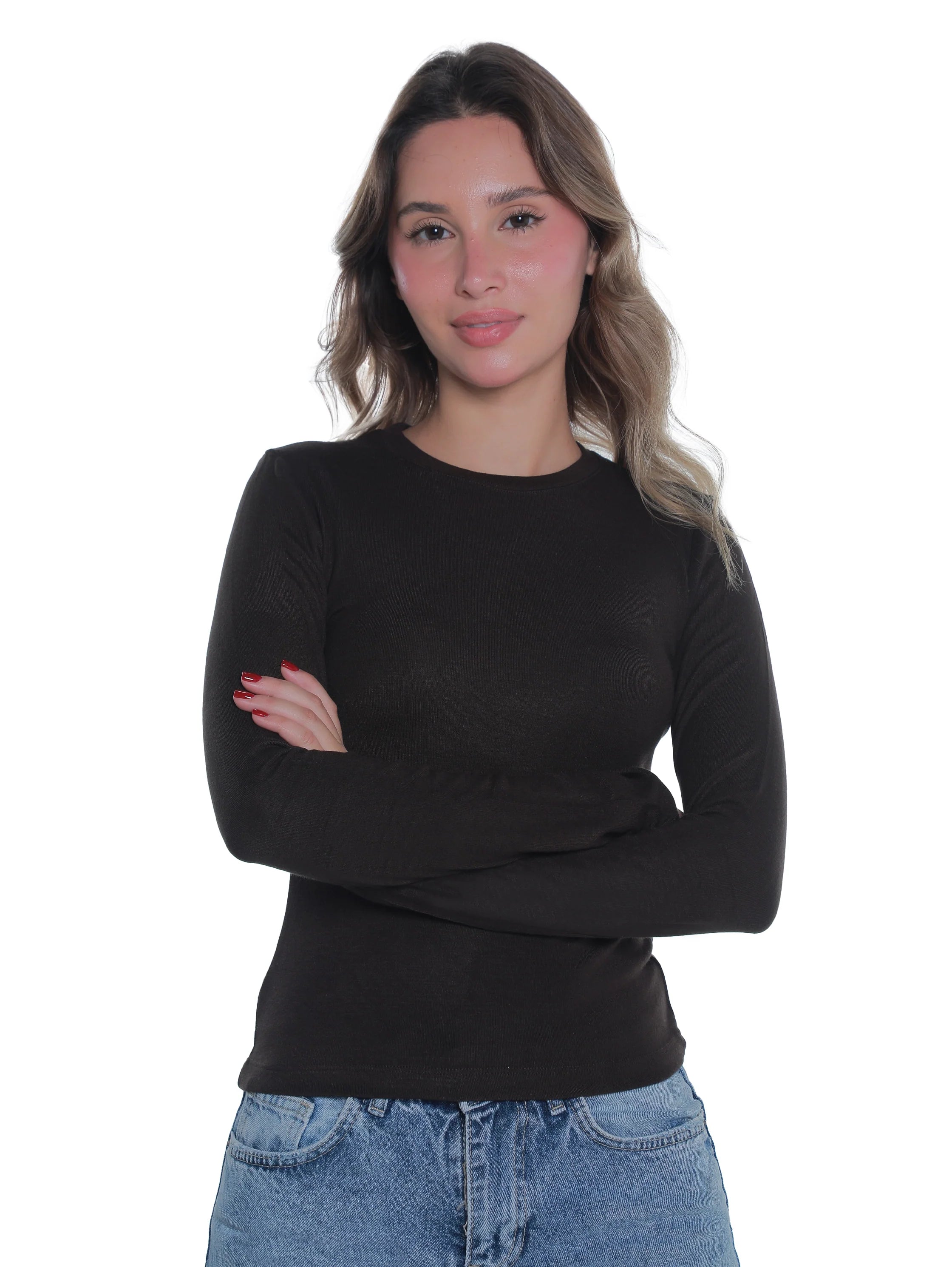 Cotton Brown Top With Open Attached Finger