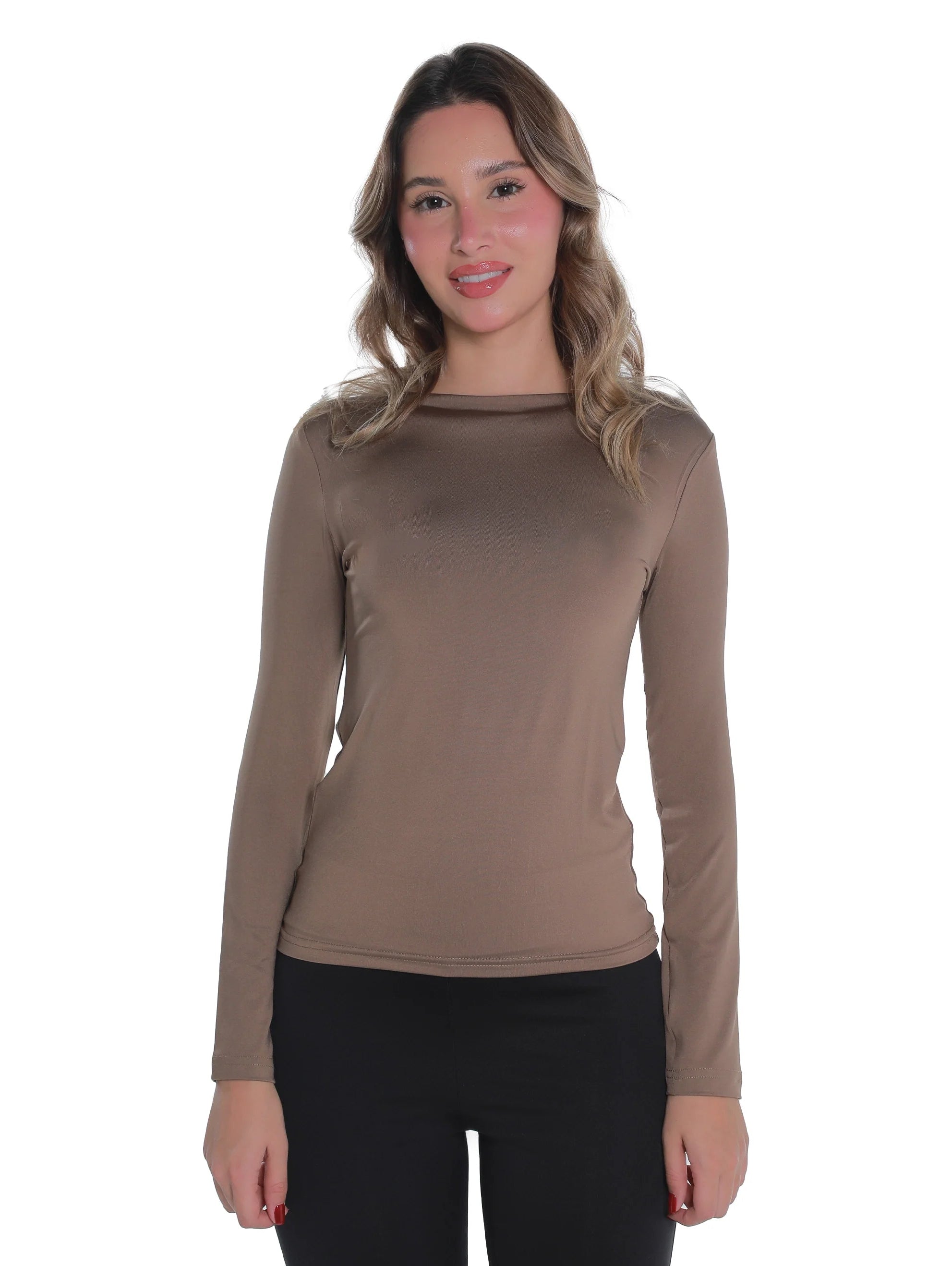 Long Sleeved Hazel Basic Top Round Neck
