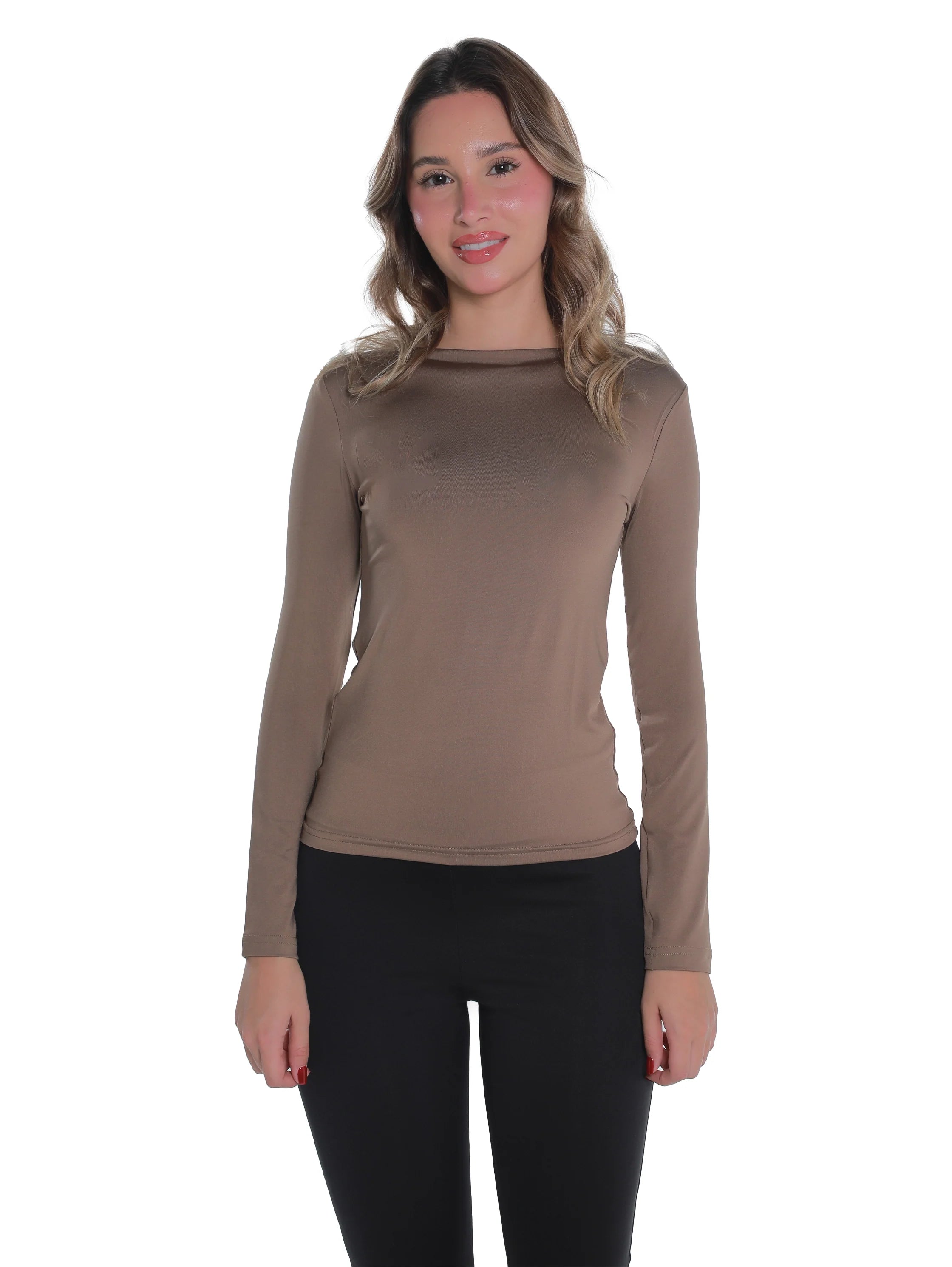 Long Sleeved Hazel Basic Top Round Neck