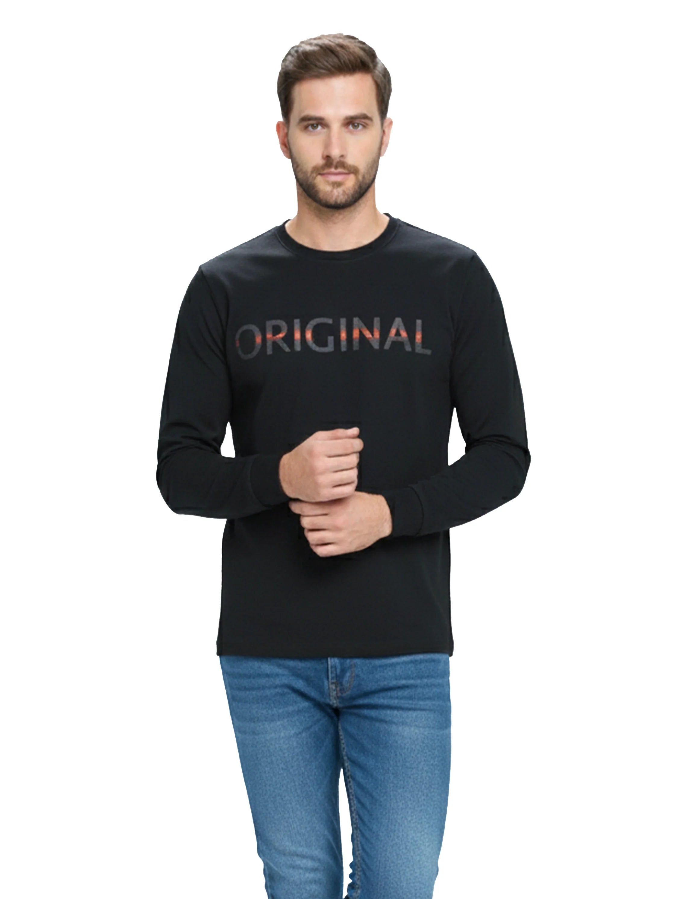 Long Sleeved Black Sweater With " Original " Front Design