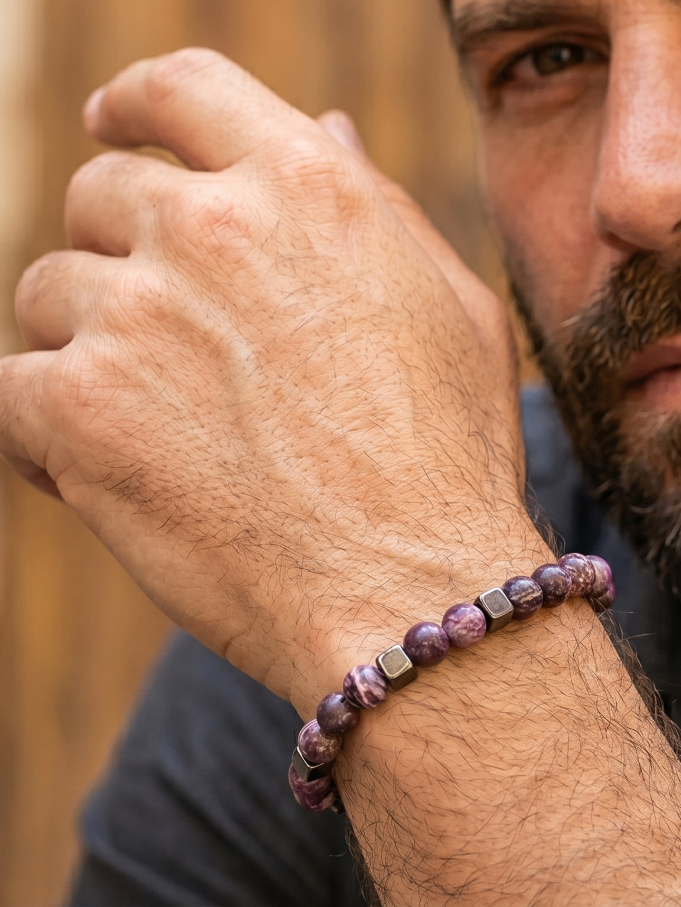 One-Layer Beaded Purple Bracelet
