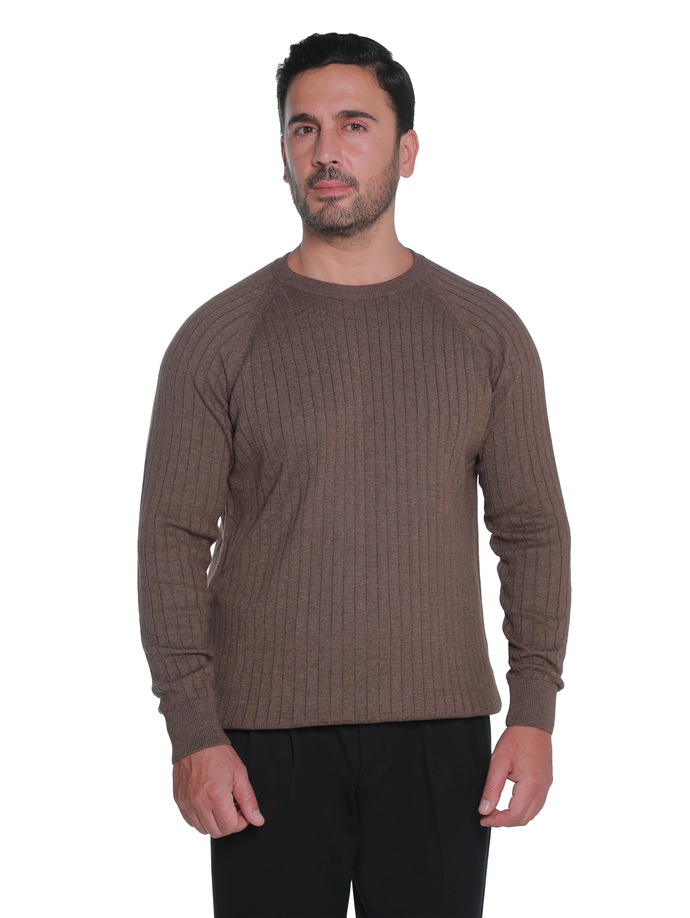 Round Neck Brown Pullover