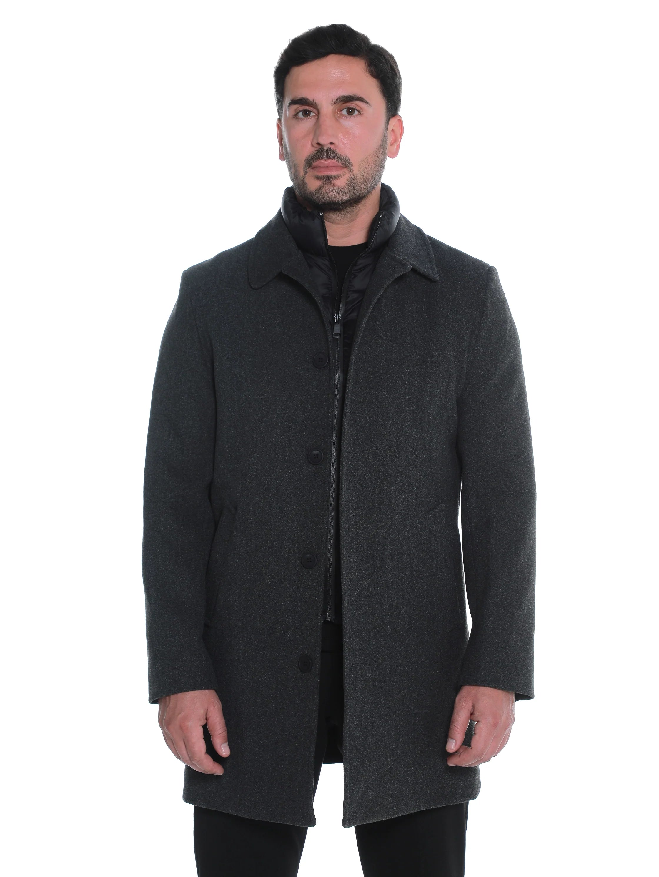 Dark Grey Casual Coat with Double Layer