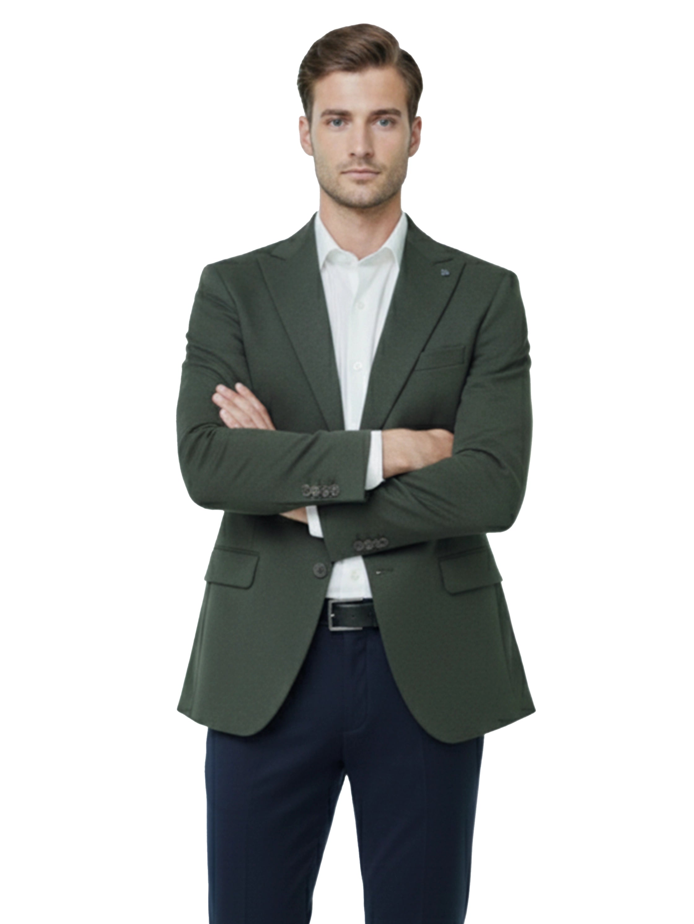 Smart Casual Olive Blazer With Two Button To Close