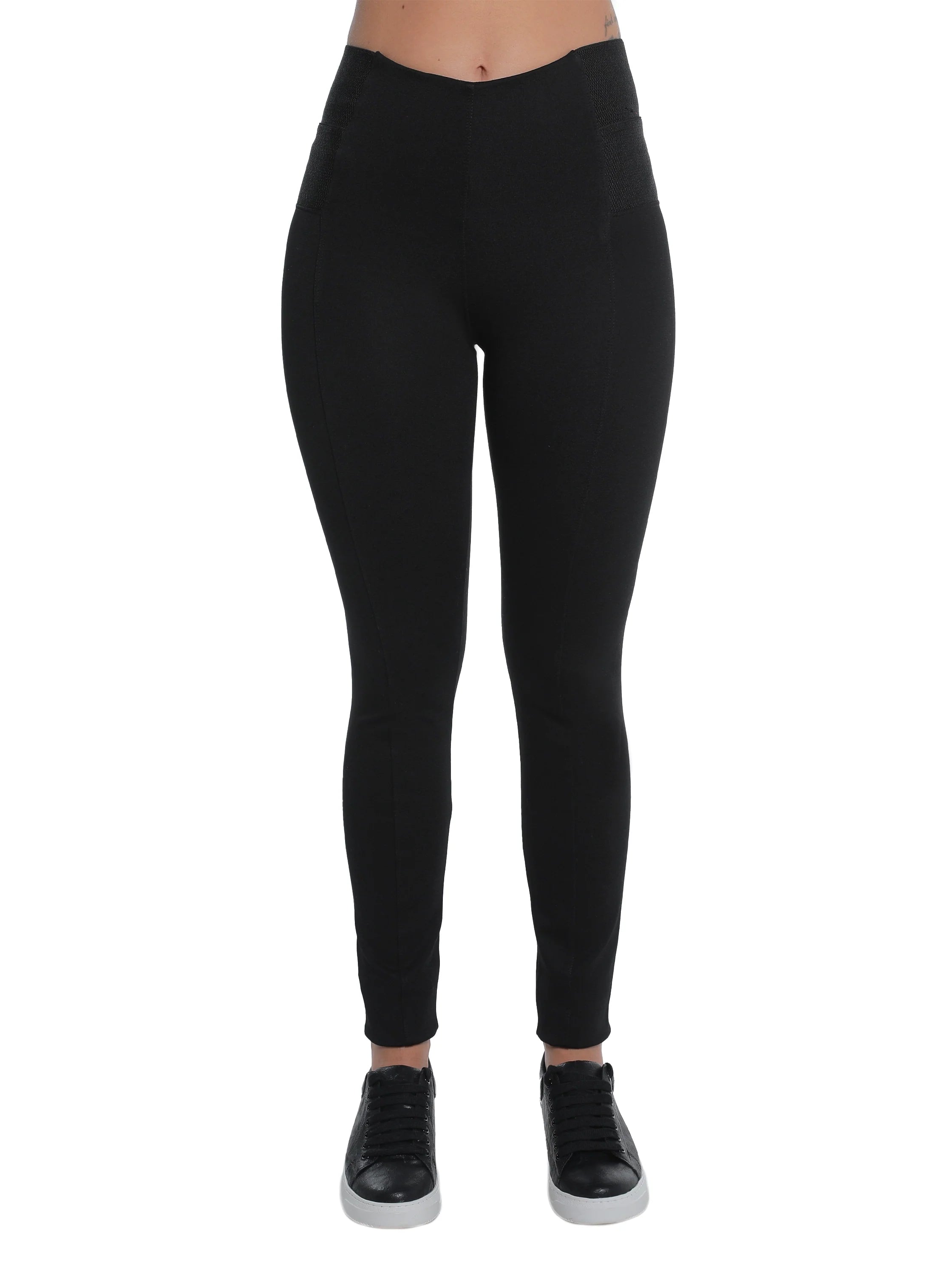 Black Cotton Strech Legging With Elastic Side