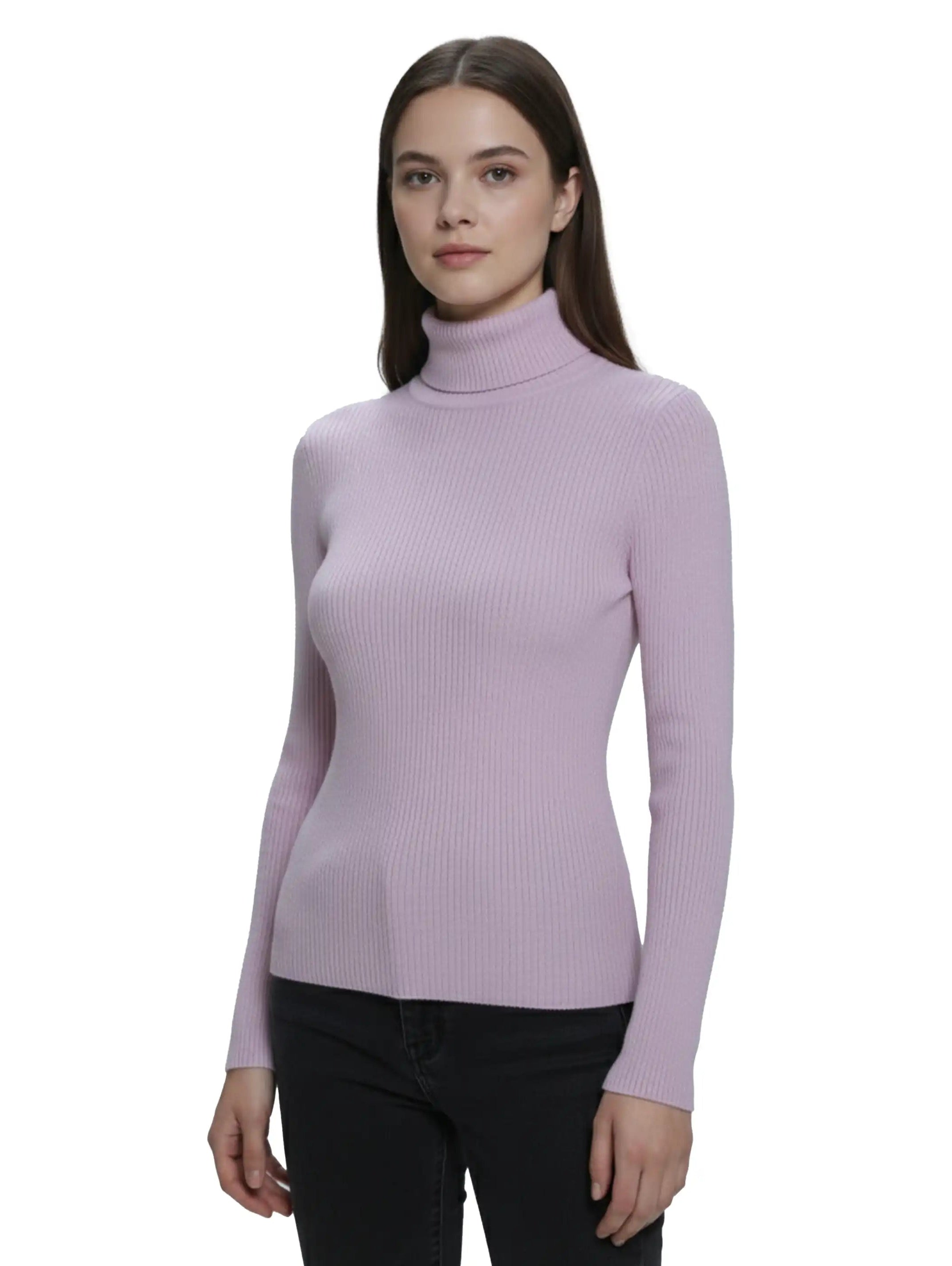 Purple Basic High Neck Sweater