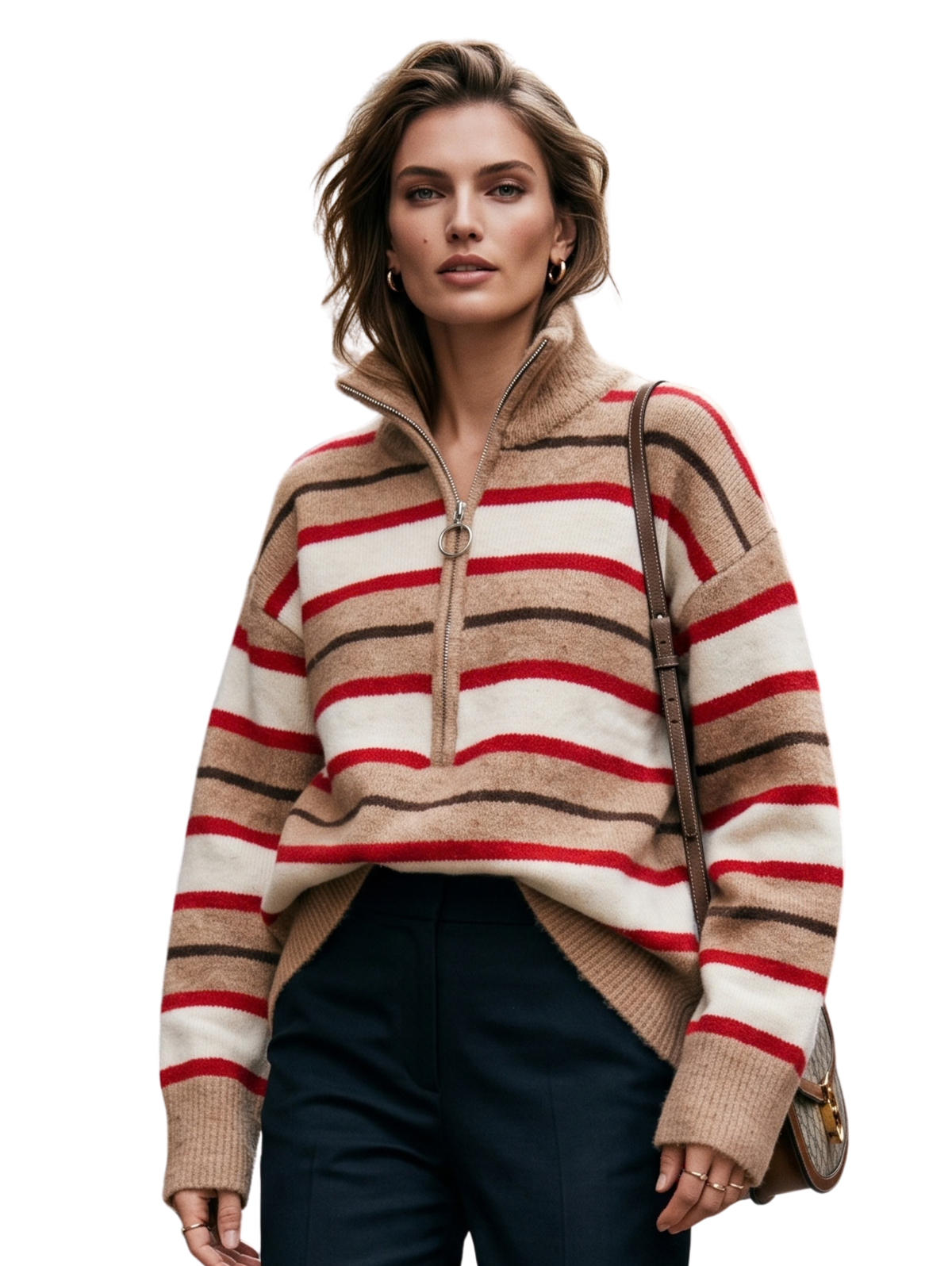 Beige Relaxed-Fit Pullover