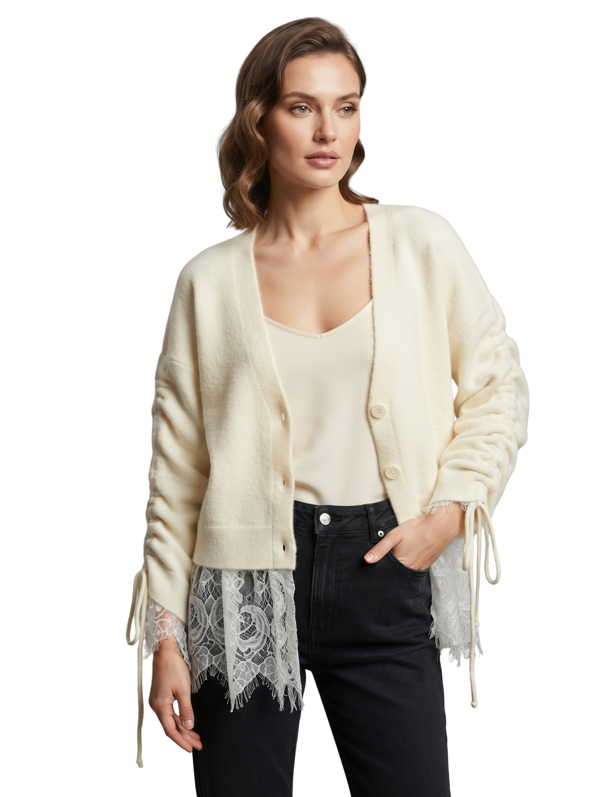OffWhite Pullover With Ruched Side