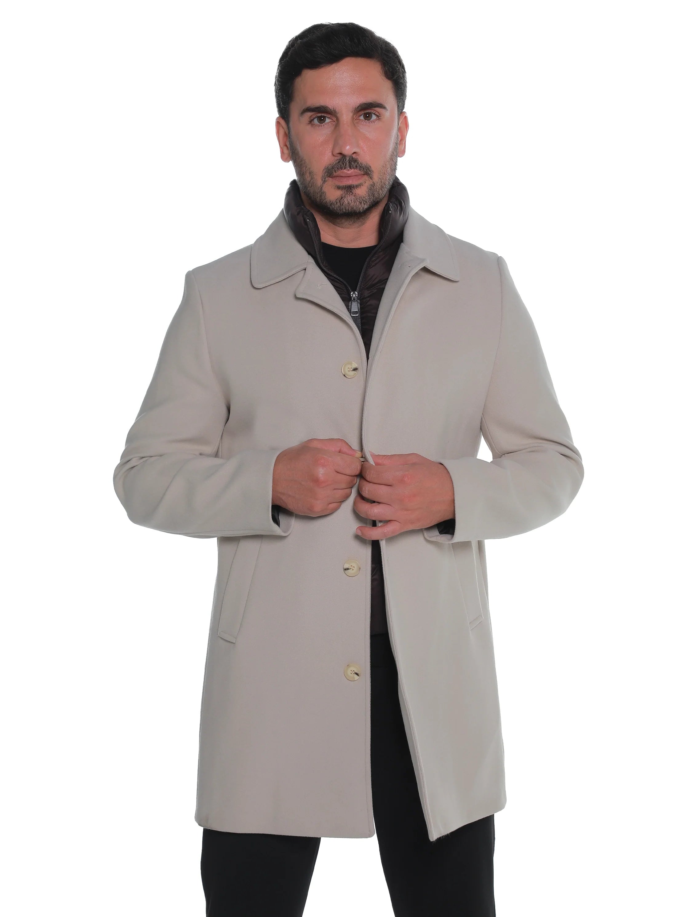 Beige Casual Coat with Double Layer