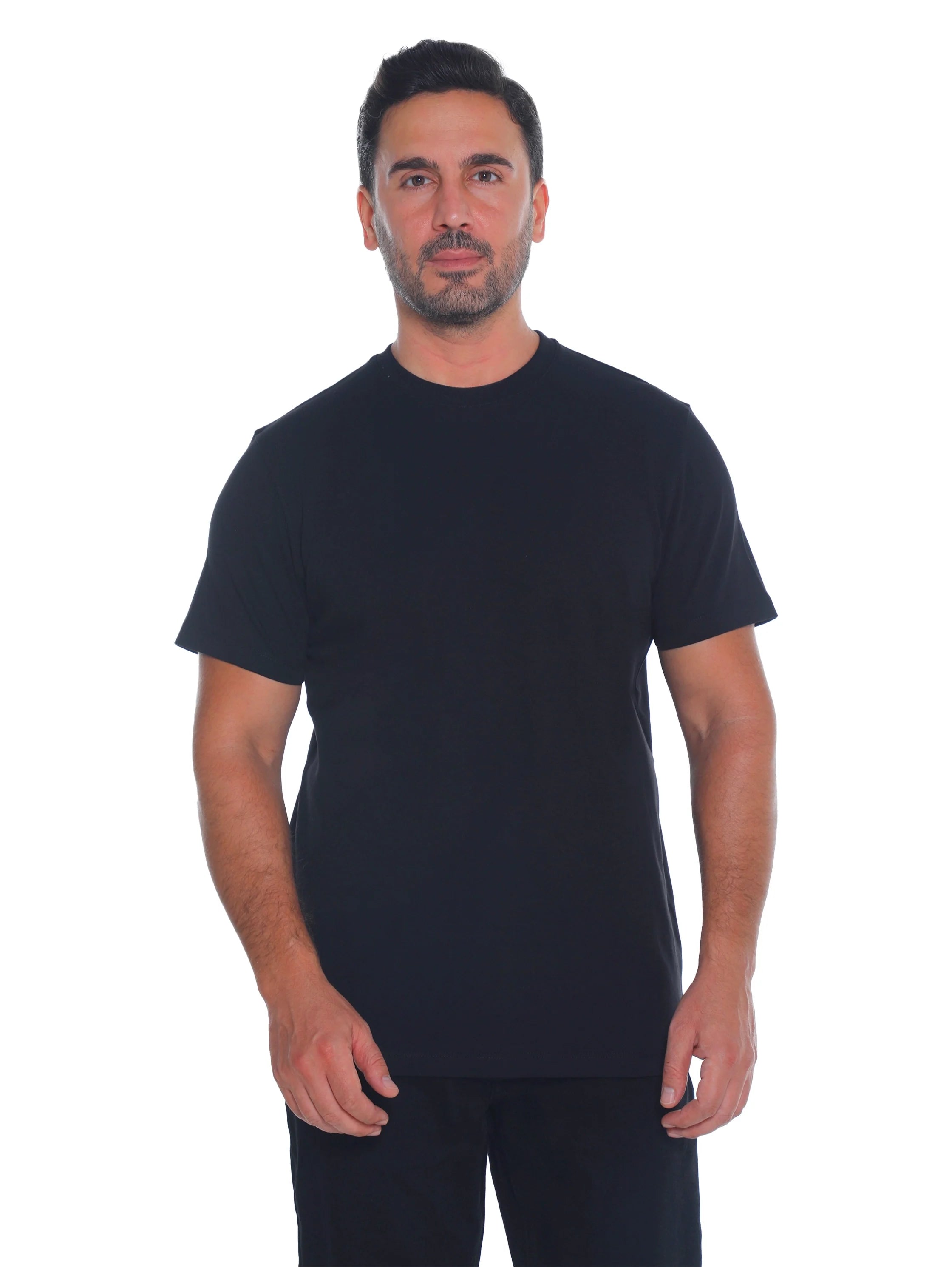 Frappoli Black Short Sleeve Basic Round Neck T-shirt