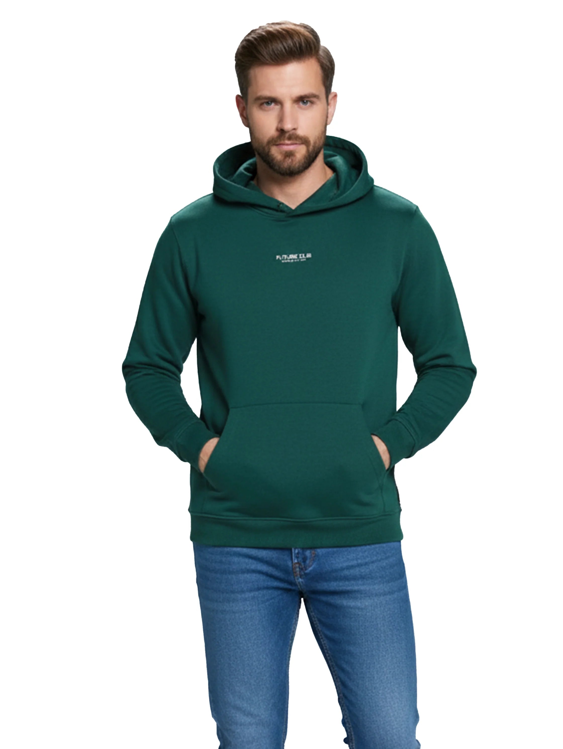 Long Sleeved Green Hoodie With Kangaroo Pocket