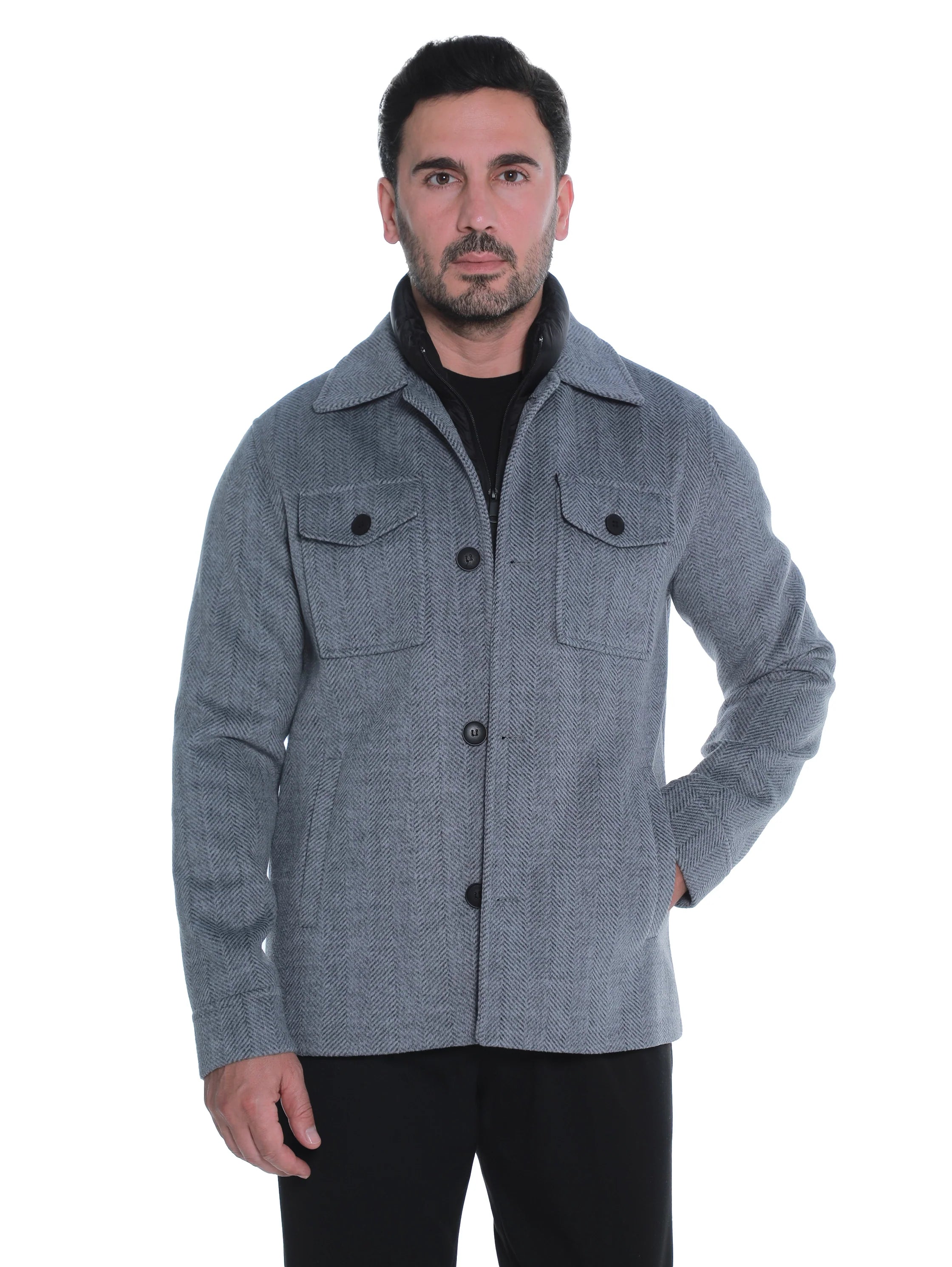 Grey Coat With Removable Inside Layer