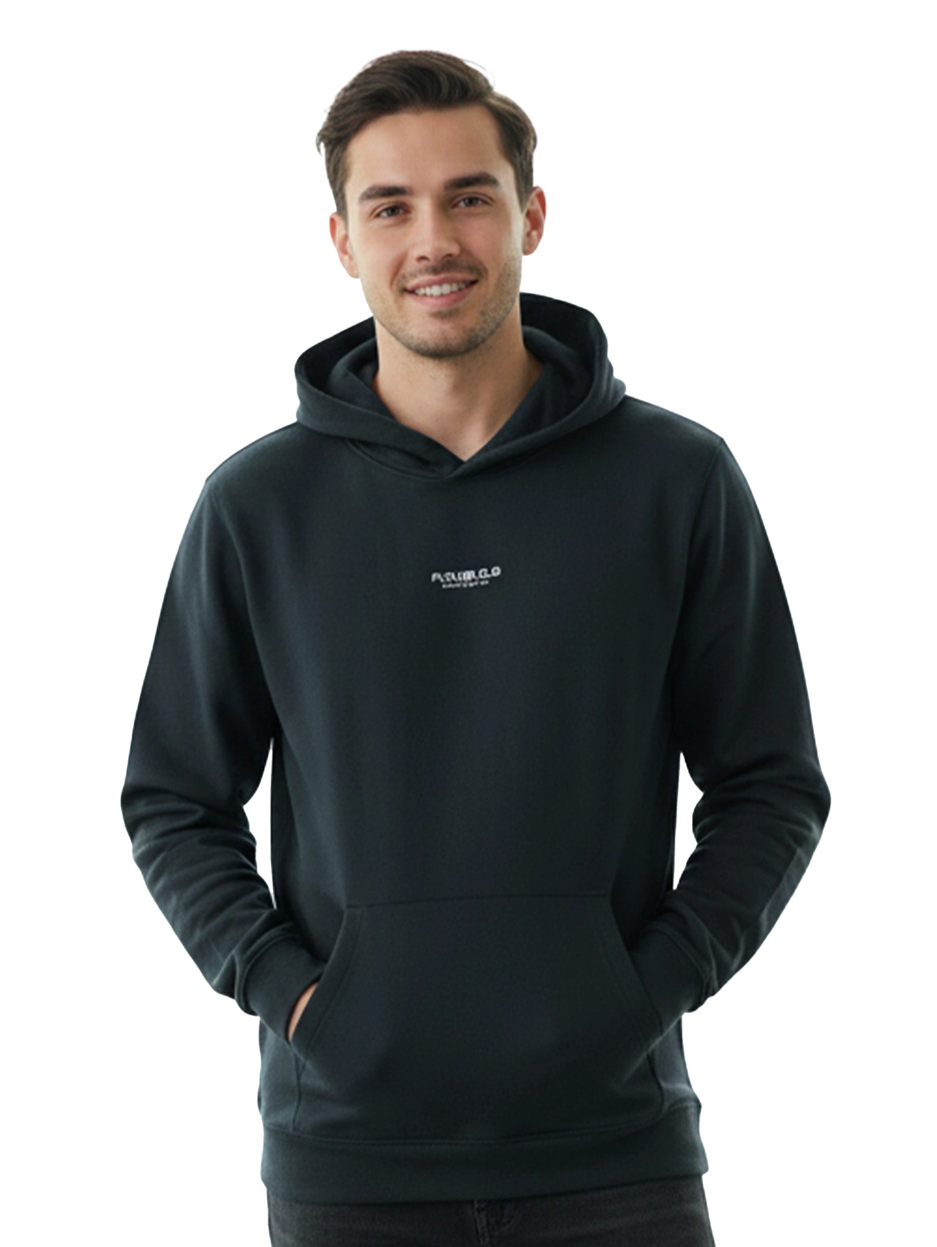 Long Sleeved Black Hoodie With Kangaroo Pocket