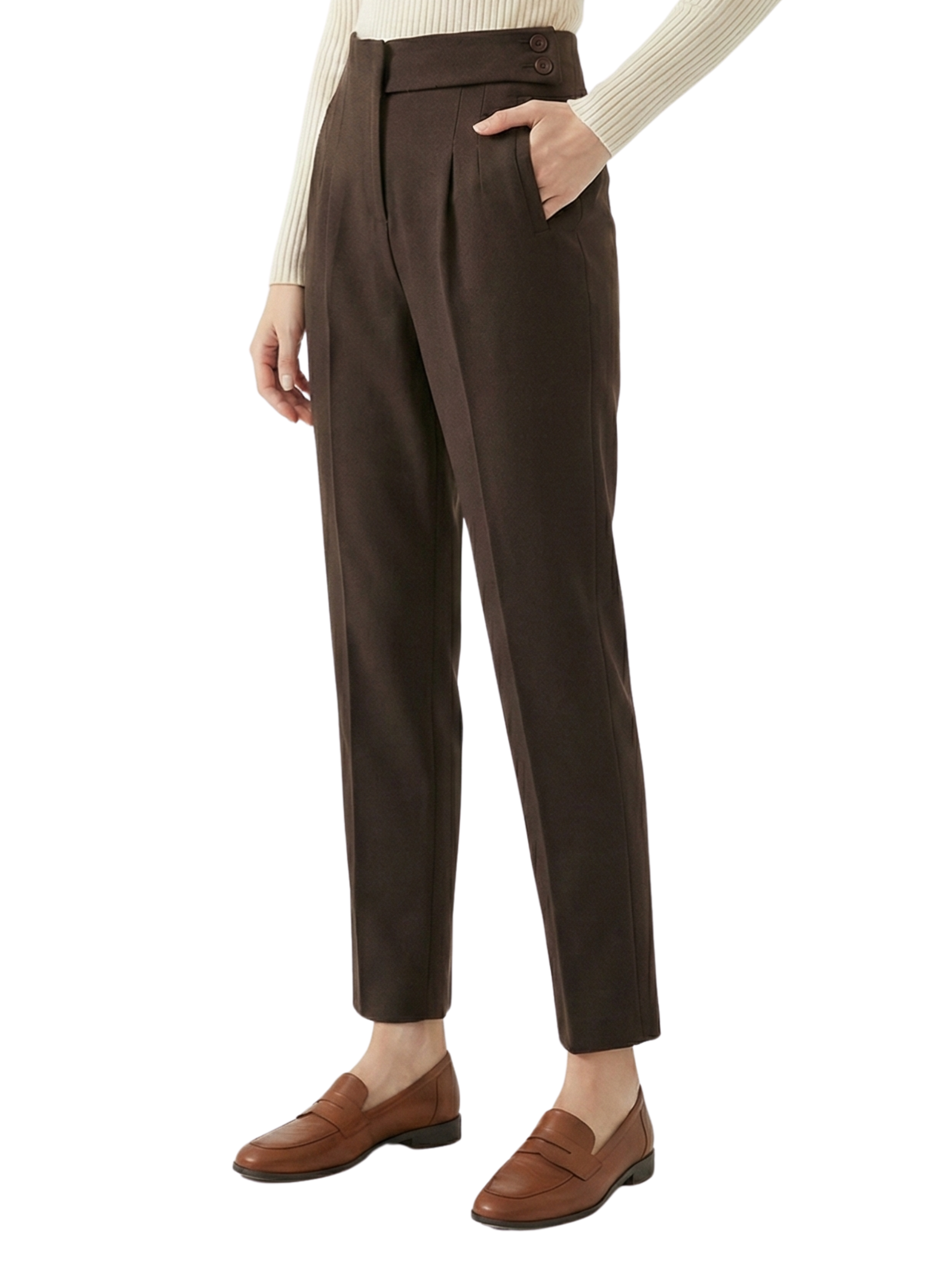 Classy Brown Pant With Side Button To Close