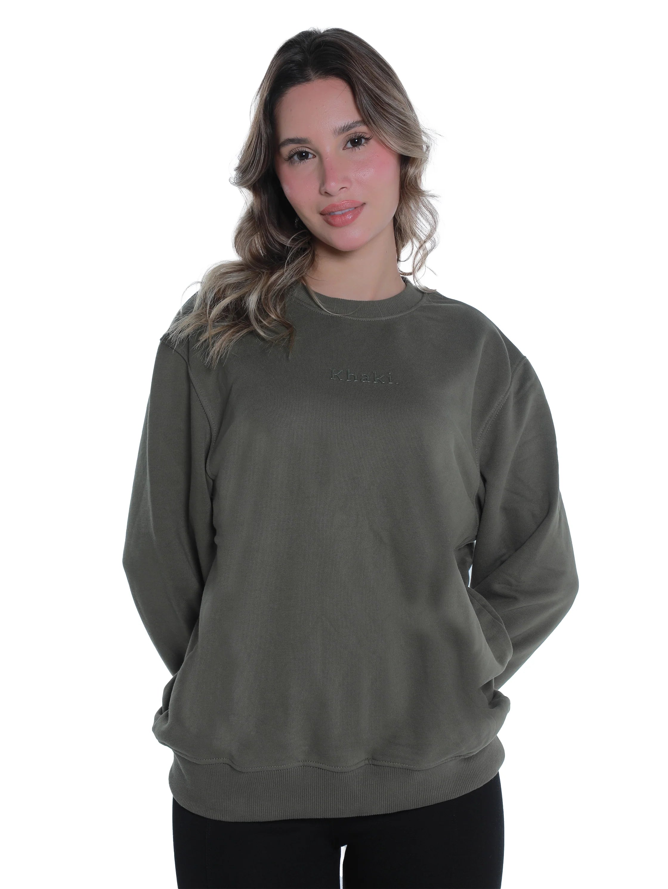 Olive Cotton Sweater With " Olive" Front Design