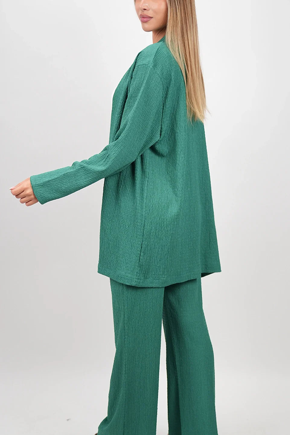 Long Sleeved Green Linen Set