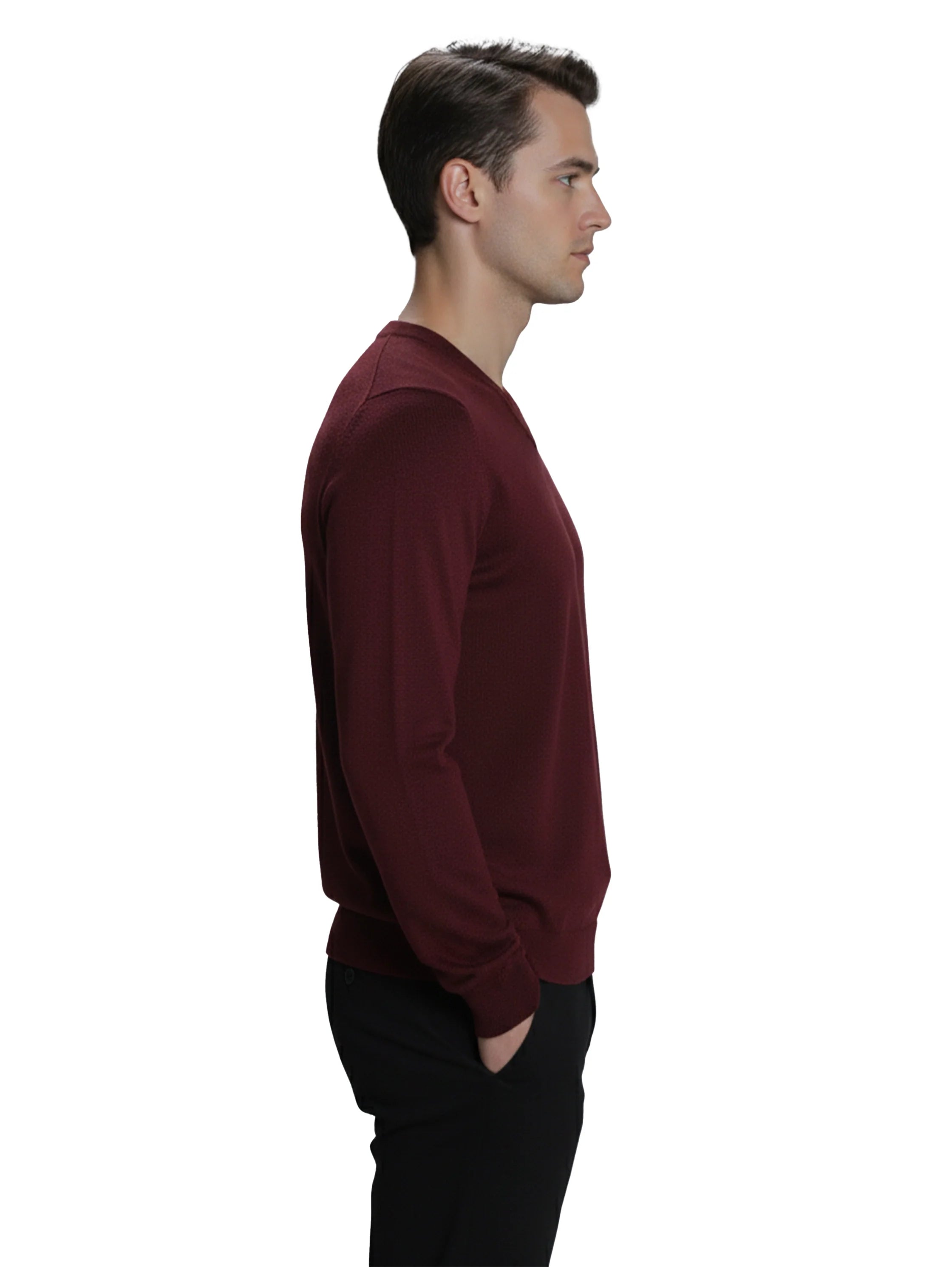 Bordo V-Neck Long Sleeved Knitwear Pullover