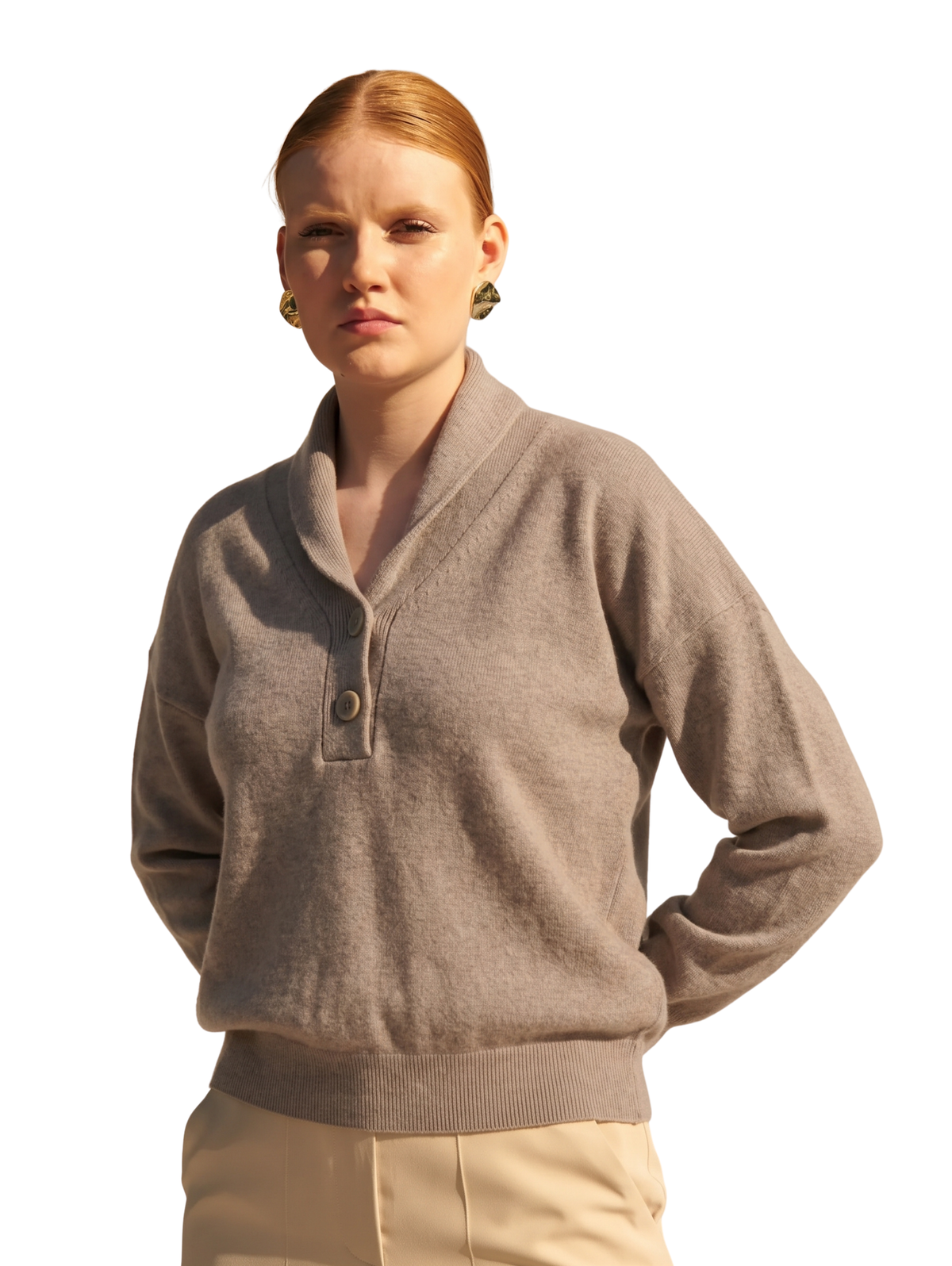 Beige Long Sleeve Pullover