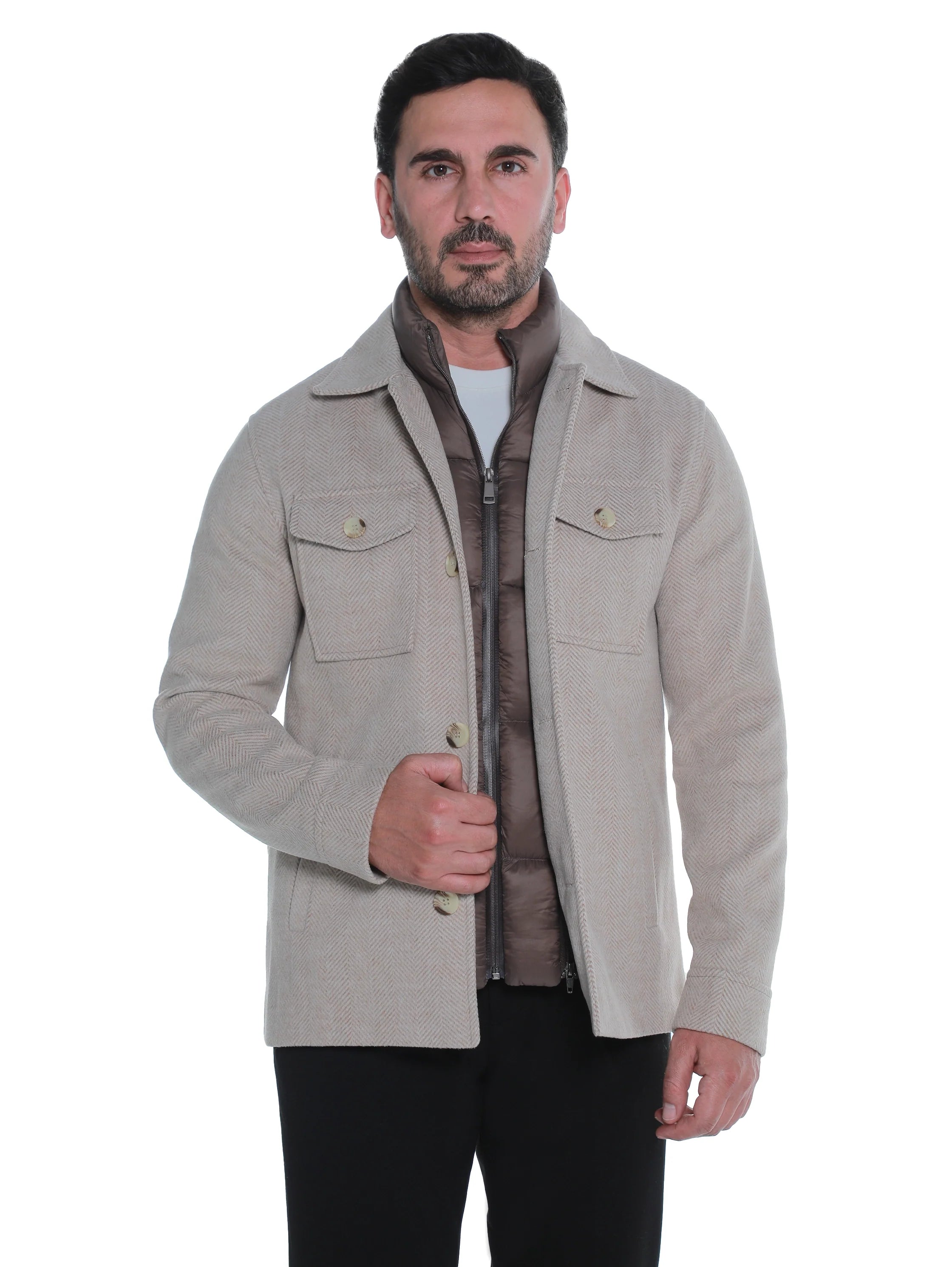 Beige Coat With Removable Inside Layer