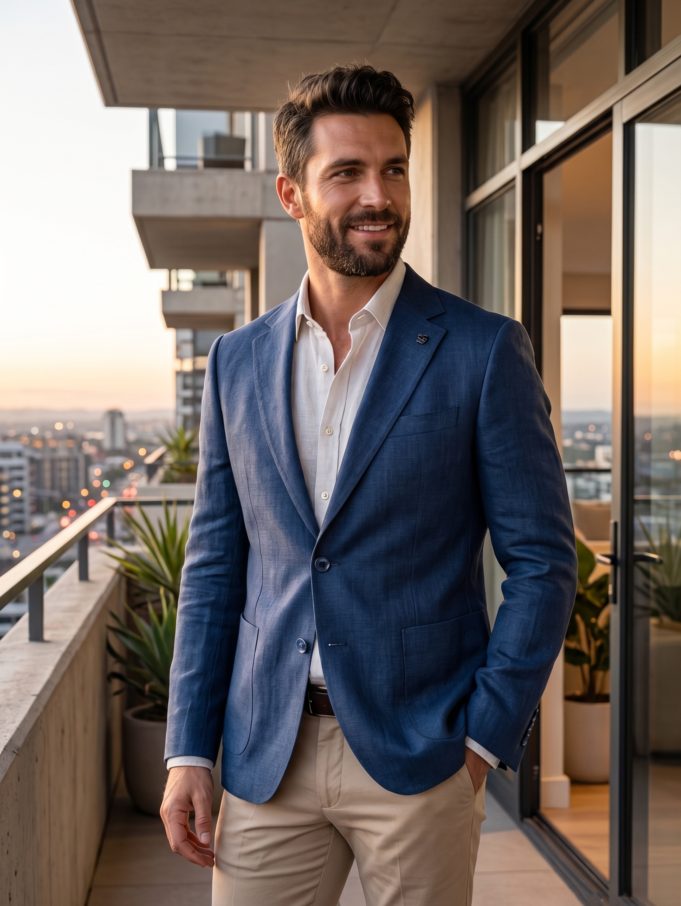 Slim Fit Navy Classic Blazer With Two Button Closure