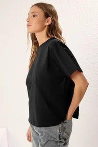 Trendyol Relaxed Fit Black Cotton T-shirt