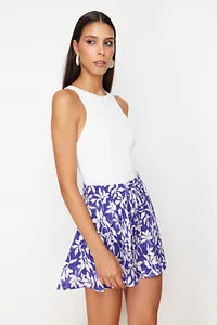 Trendyol Purple Patterned Regular Waist Wrap Knitted Short
