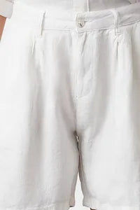 Trendyol Pleated High Waist White Linen Short