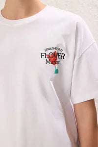 Trendyol Oversize Back Printed White T-shirt