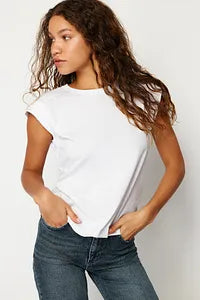 Trendyol White T-shirt With Moon Sleeved