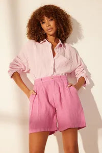 Trendyol Pleated High Waist Fushia Linen Short