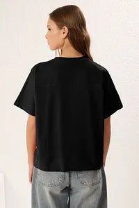 Trendyol Relaxed Fit Black Cotton T-shirt