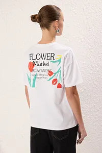 Trendyol Oversize Back Printed White T-shirt