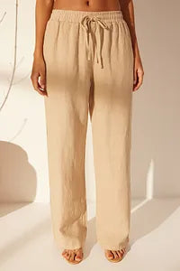 Trendyol Beige Linen Pant With Elastic Waist