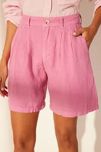 Trendyol Pleated High Waist Fushia Linen Short